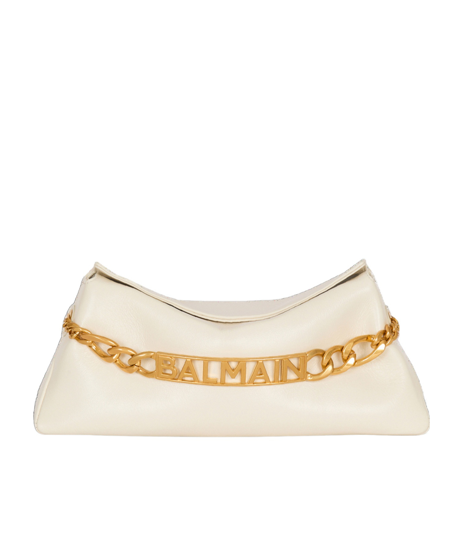 Balmain 1945 Soft Crinkled Leather Clutch In Brown