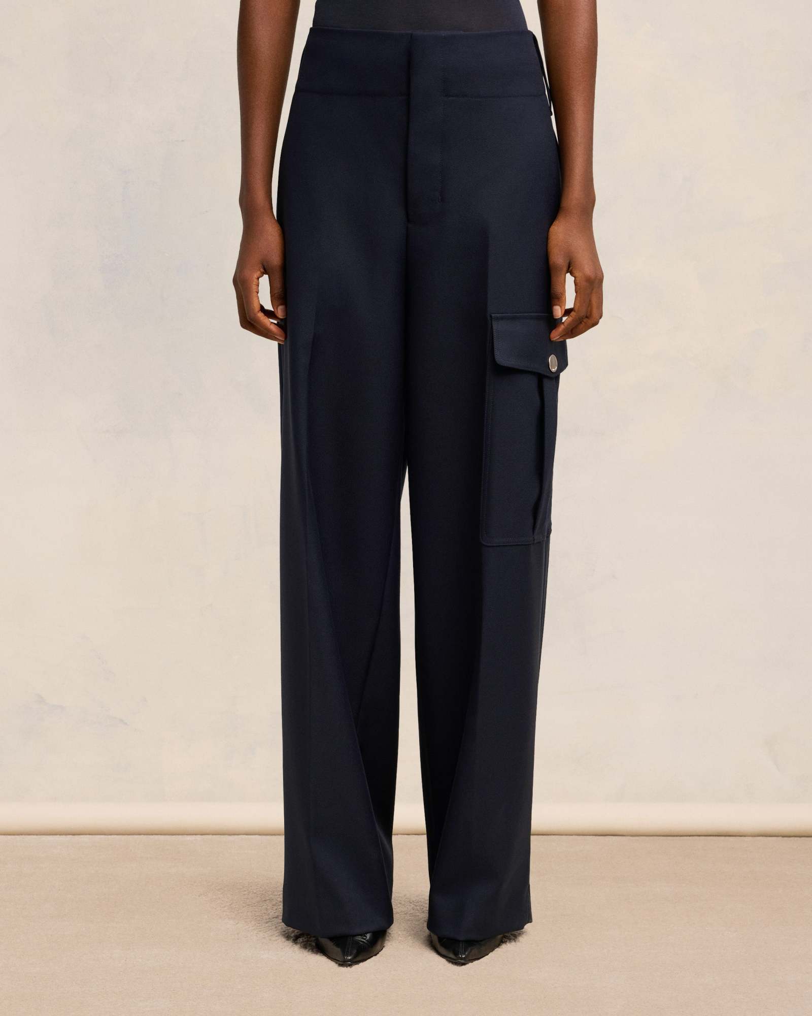 Shop Ami Alexandre Mattiussi Wool Gabardine Casual Pants In Black
