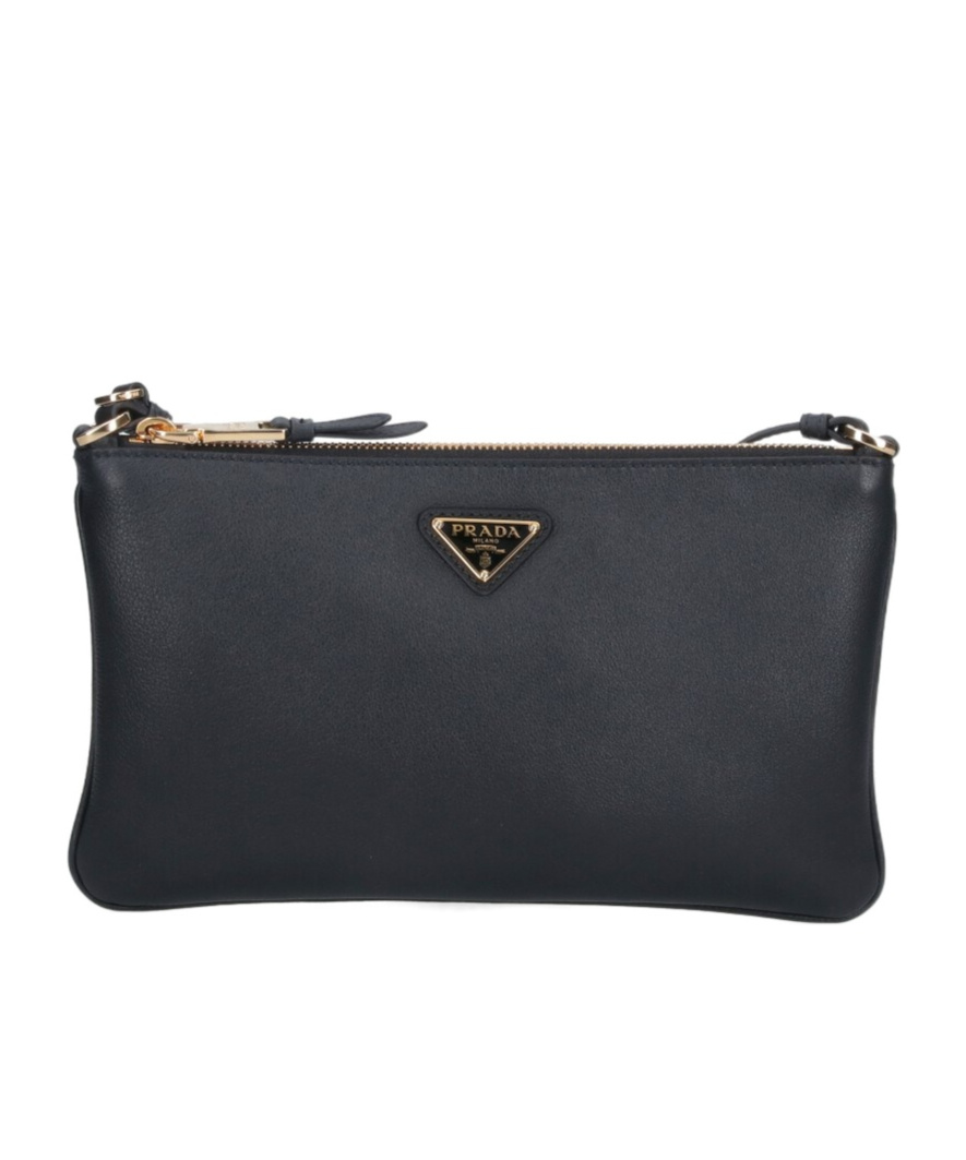 Prada Triangle-logo Shoulder Bag In Black