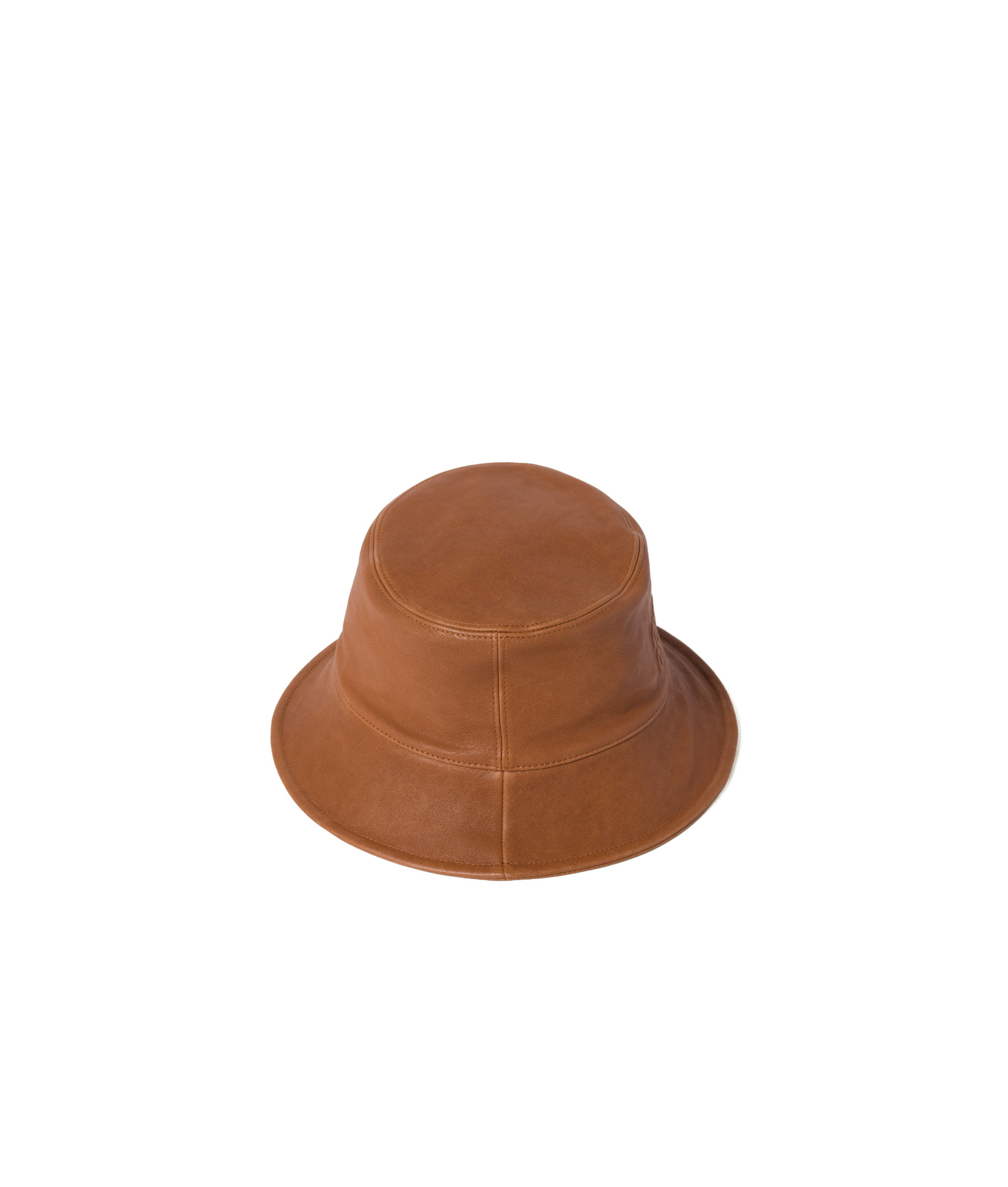 Miu Miu Leather Bucket Hat In Brown