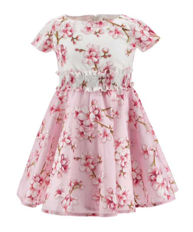 Monnalisa Floral-print Dress In Pink