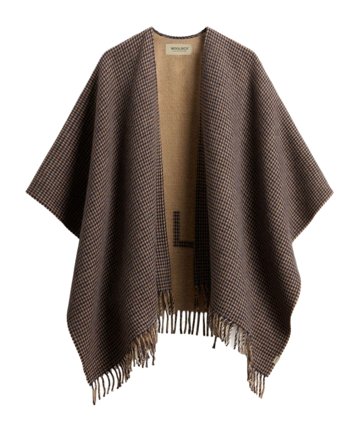 Woolrich Plaid Wool-blend Cape In Black