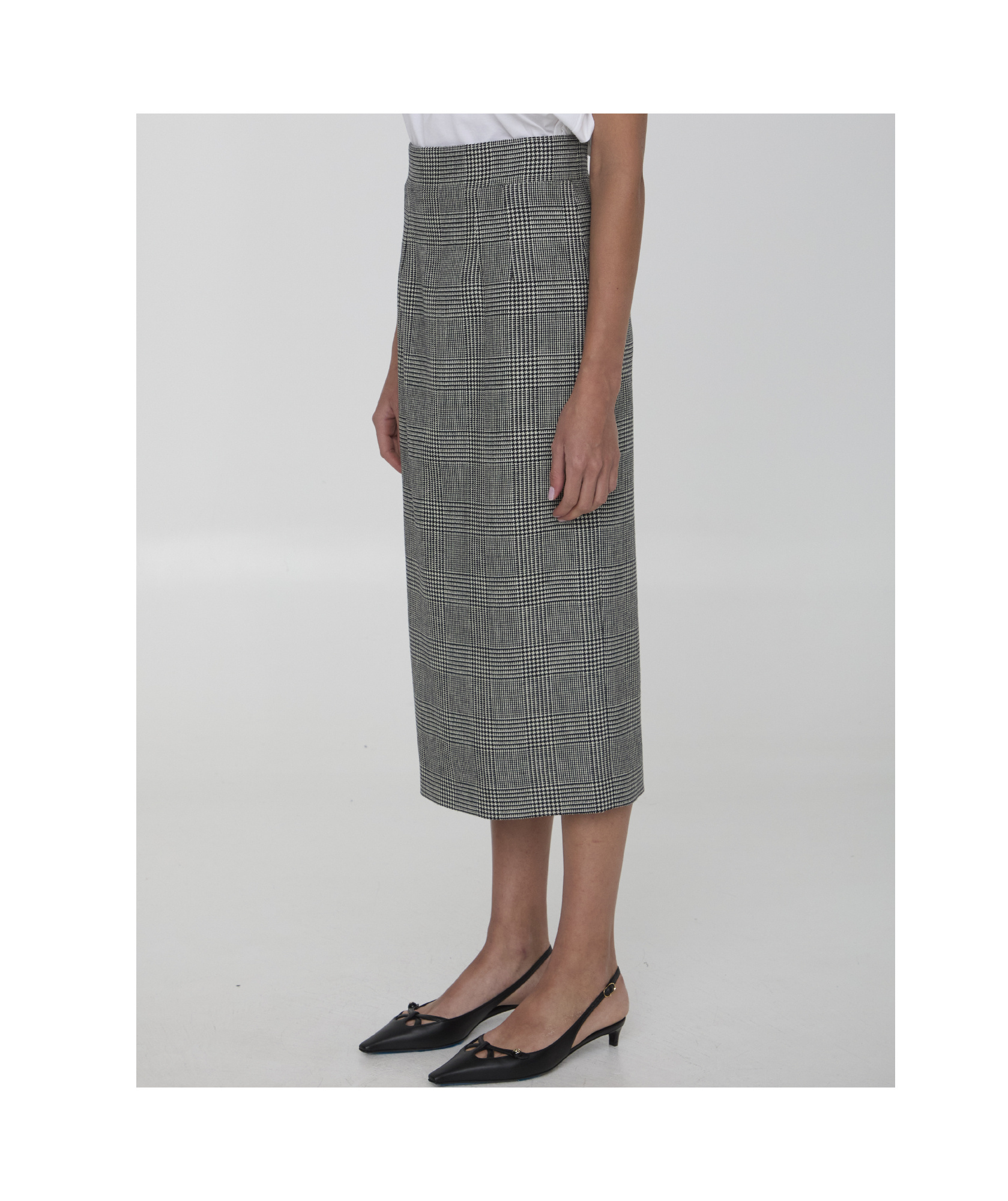 Dolce & Gabbana Houndstooth-pattern Midi Skirt In Gray