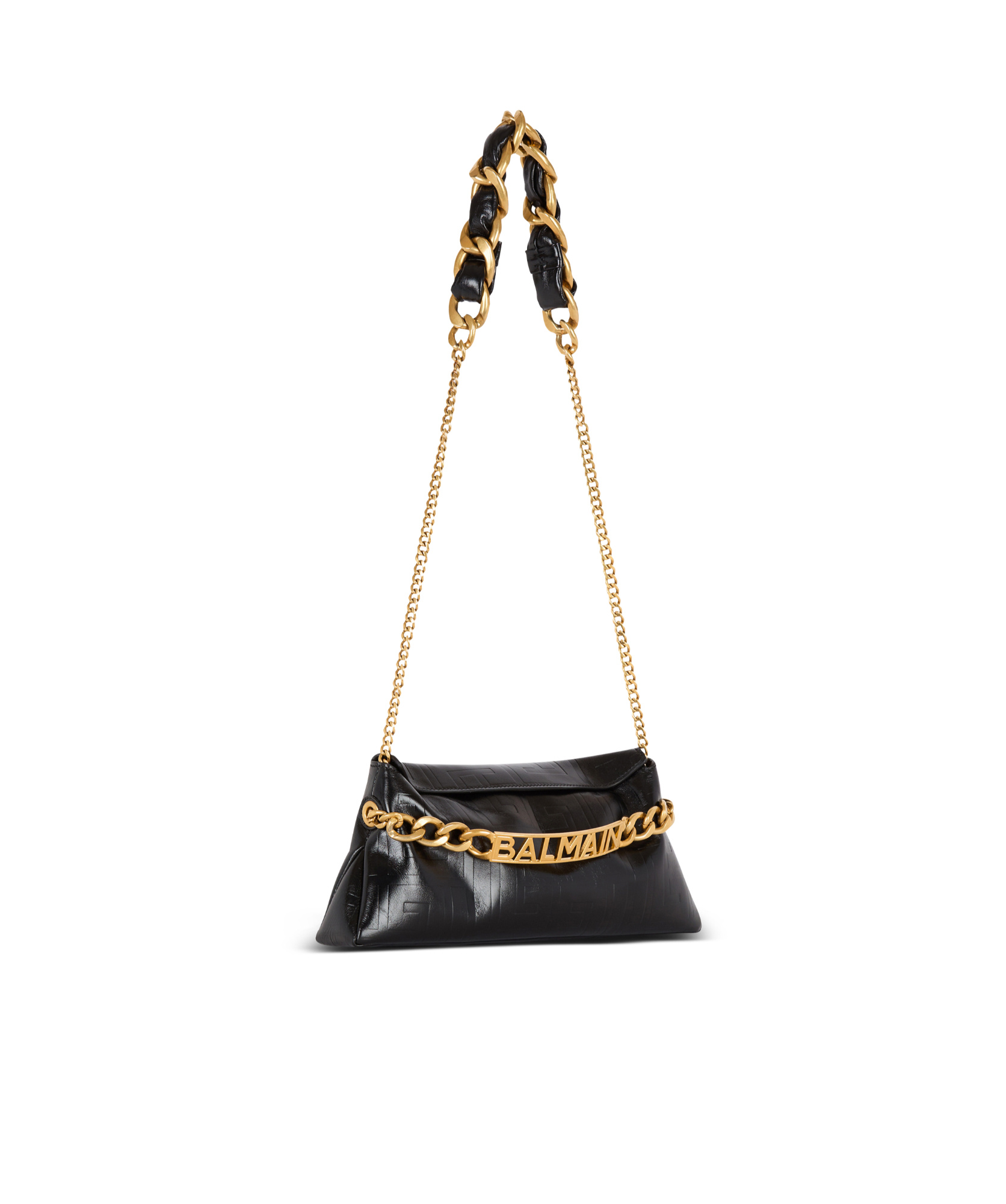 BALMAIN 1945 SOFT CLUTCH IN CRINKLED CALFSKIN LEATHER