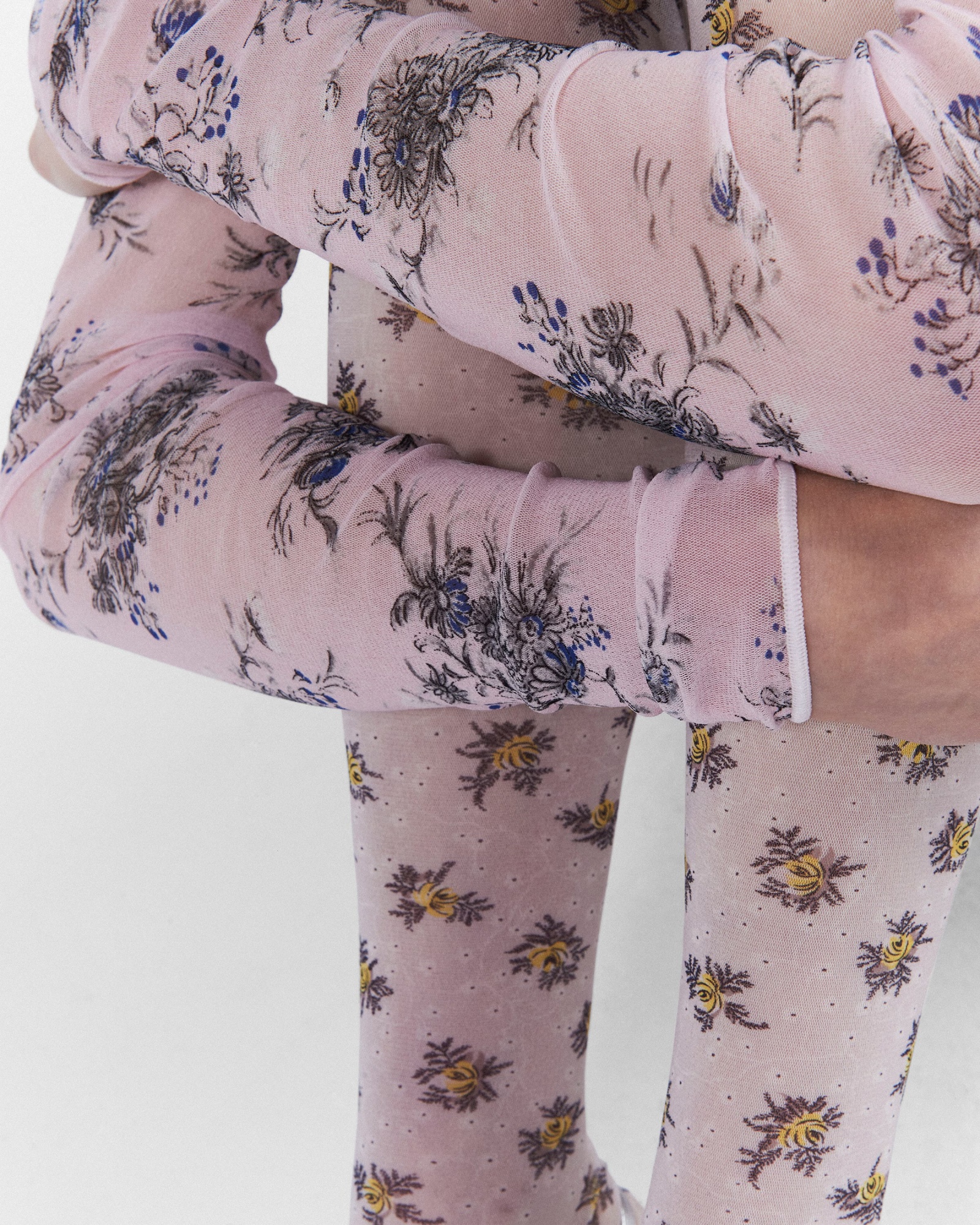 Prada Floral Print Leggings In Yellow