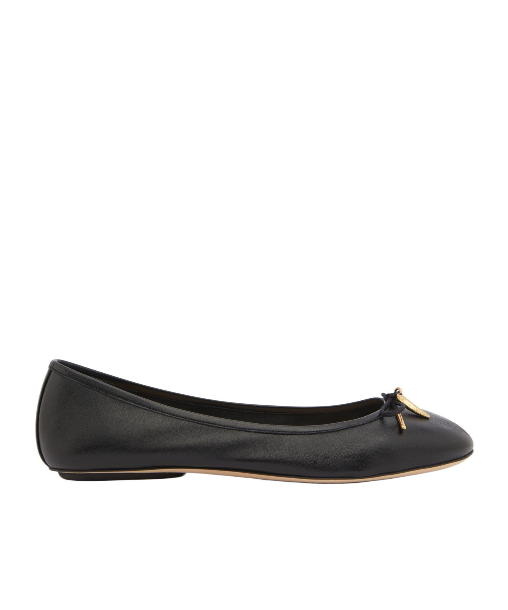 Chloé Bow Detail Round Toe Flat Sole Ballerina Shoes In Black