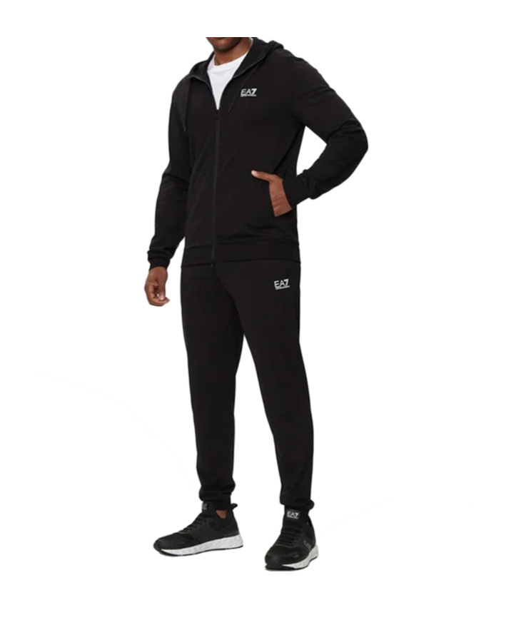 Ea7 Zip-up Tracksuit Set In Black