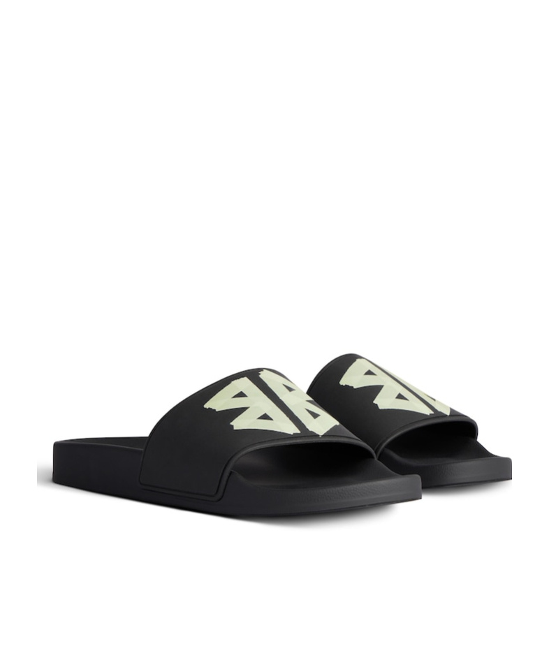 Balenciaga Slide Sandals With Open Toe And Flat Sole In Black