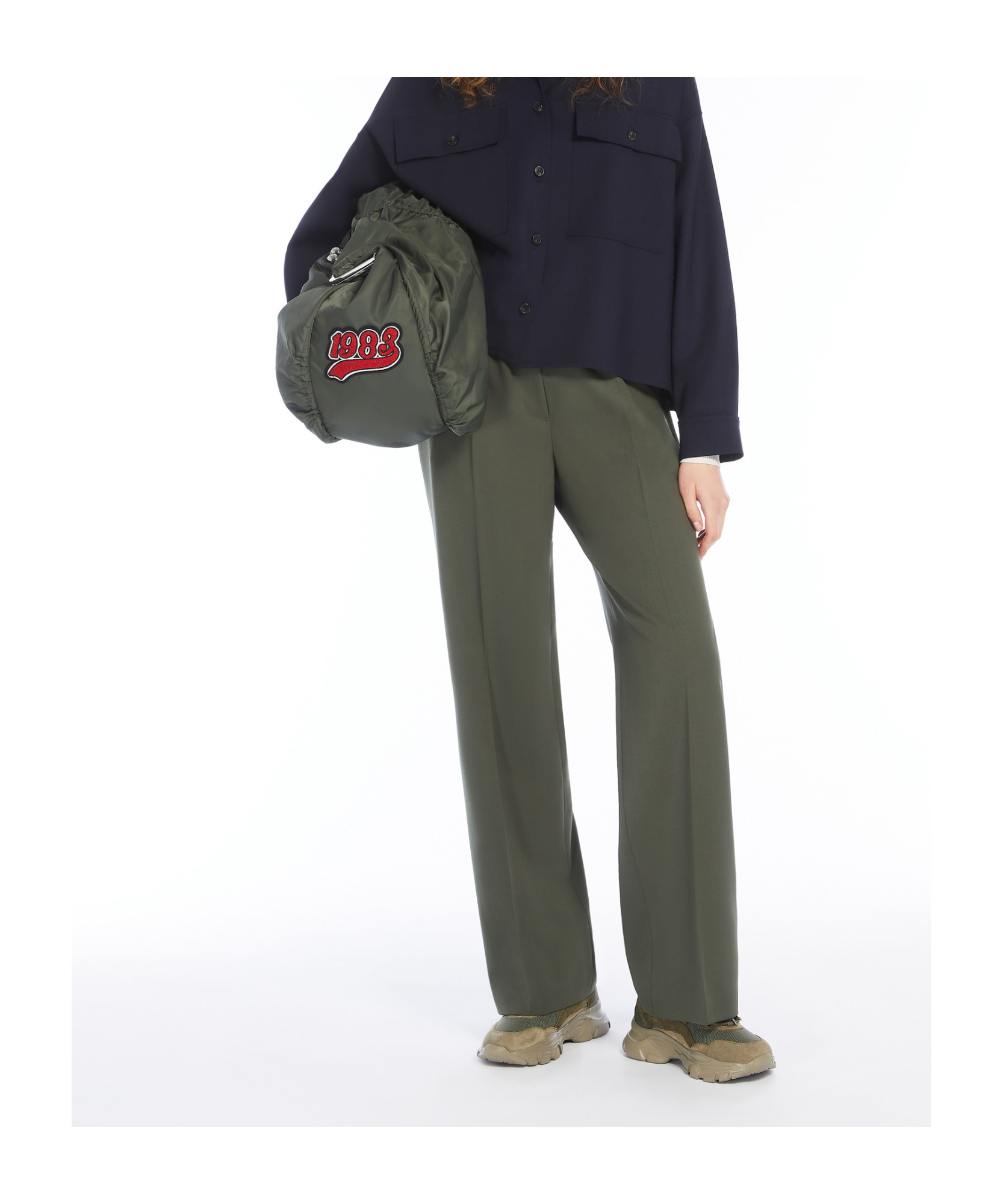 Weekend Max Mara Petra Long Trouser Dark Green In Green