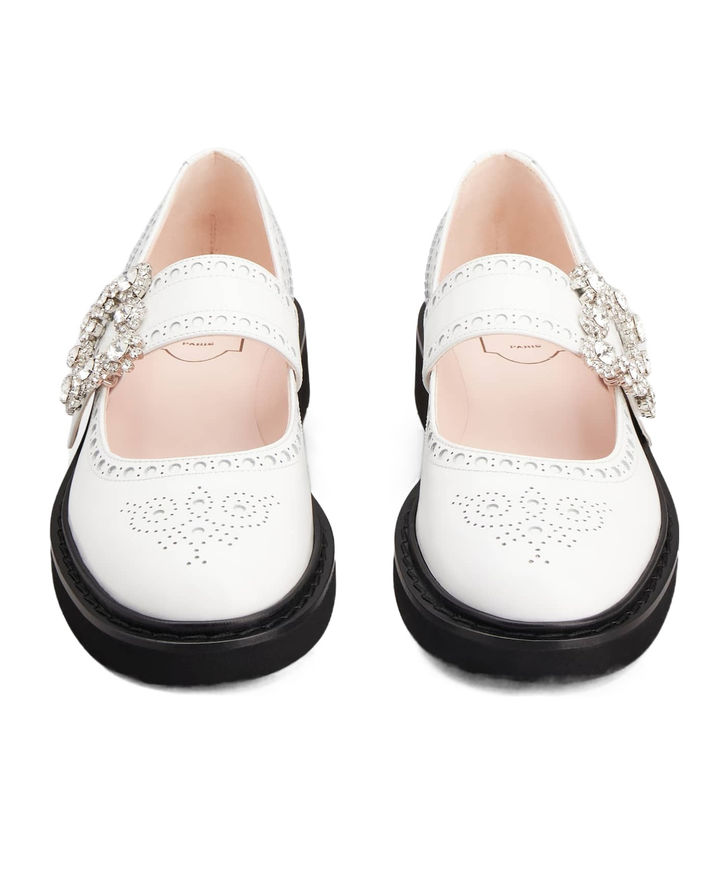 Roger Vivier Viv' Rangers Ballet Flats In White