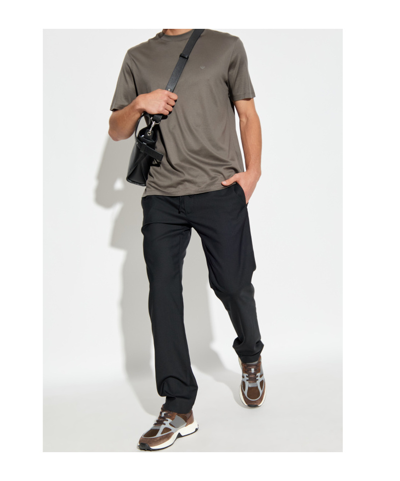 Emporio Armani Eagle-logo Crew-neck T-shirt In Gray