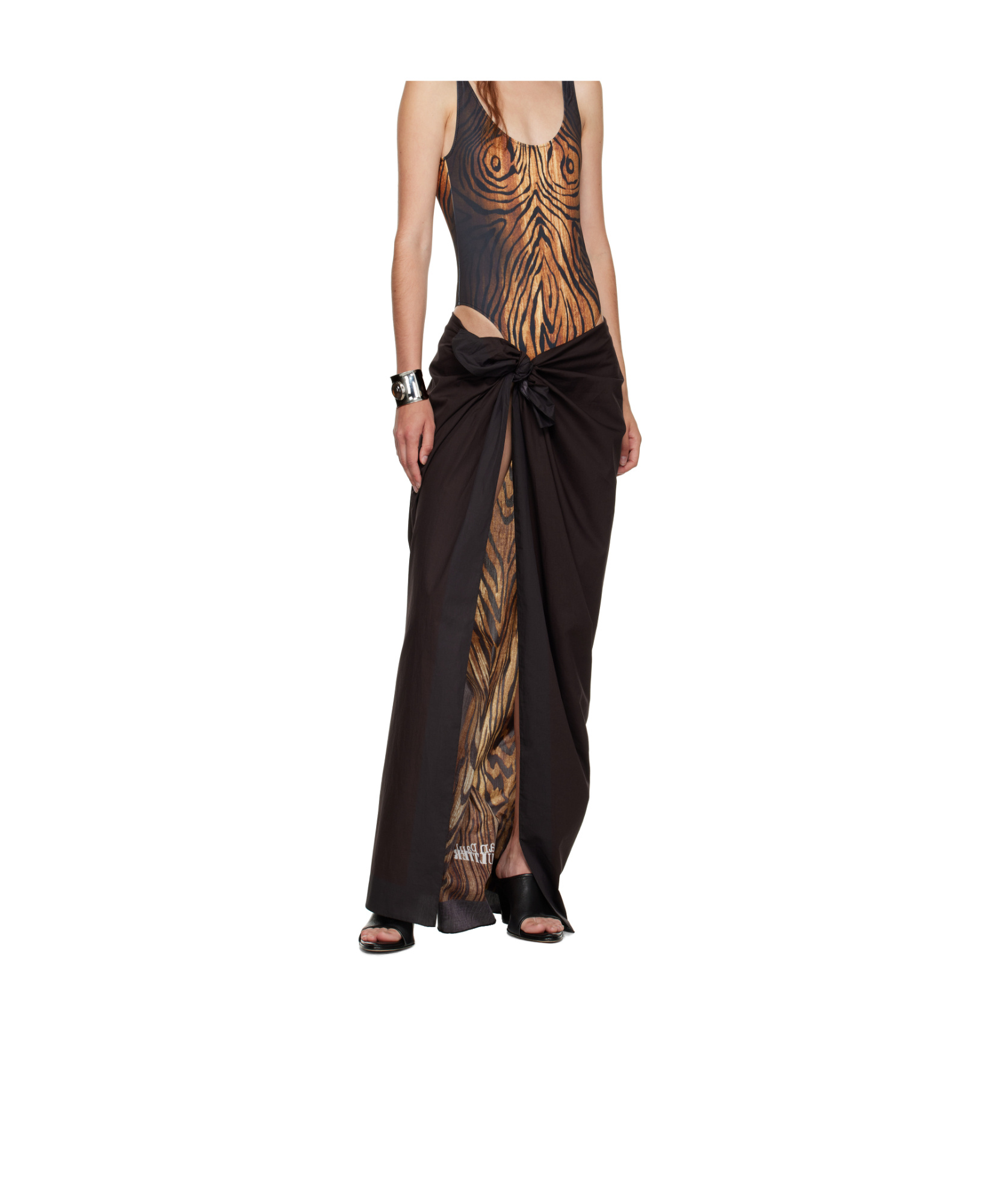 Jean Paul Gaultier Wood-print Pareo In Brown