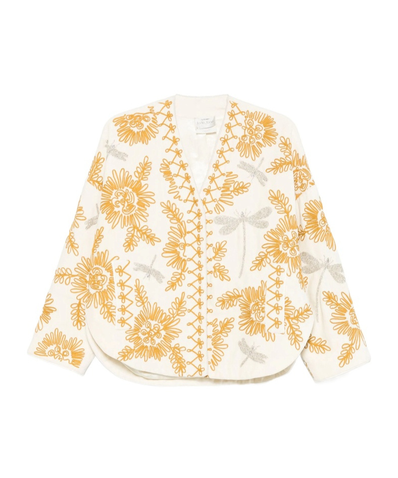 Forte Forte Floral Dragonflies Embroidered Jacket In White