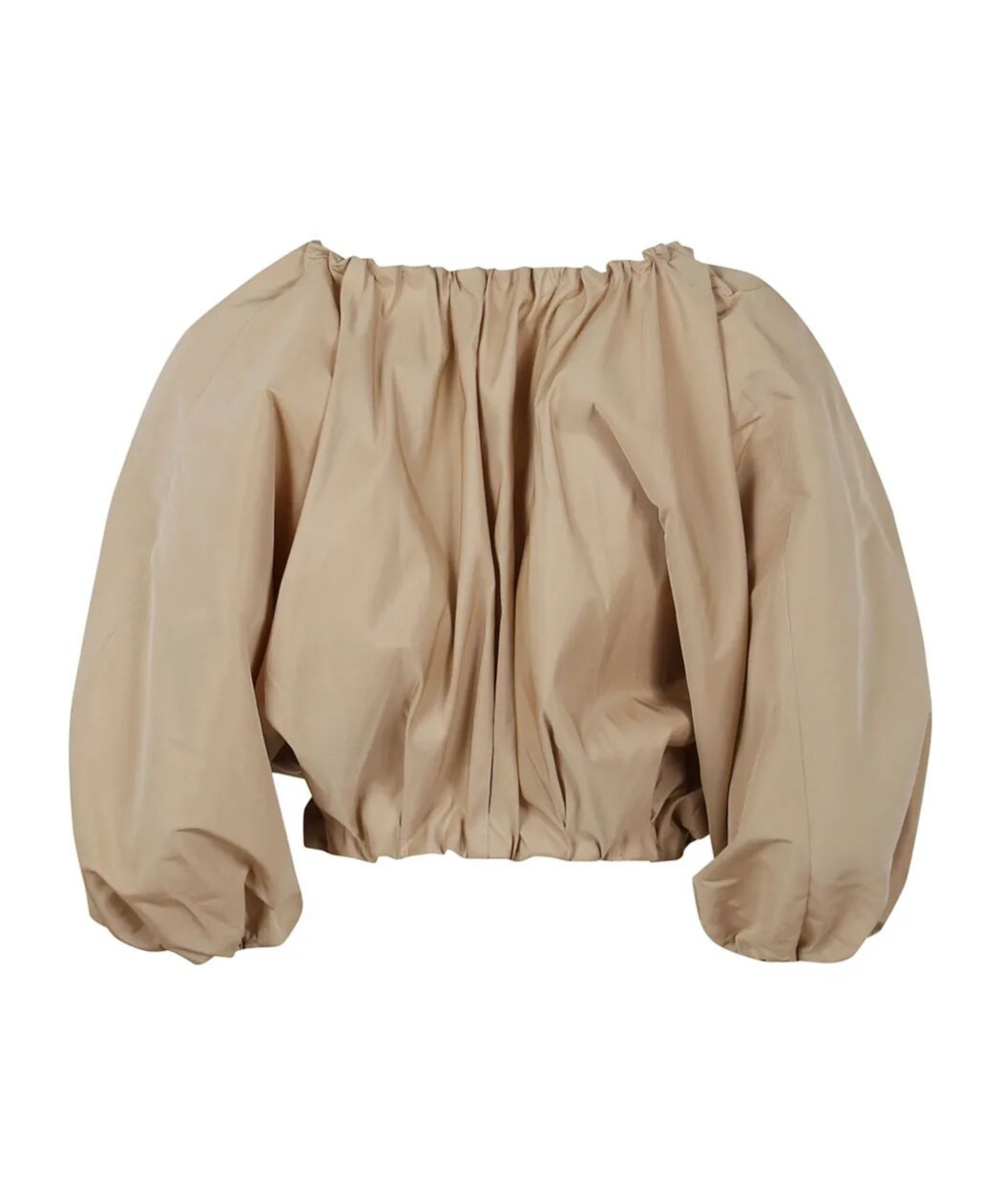 N°21 Beige Taffeta Crop Top With Puff Sleeves