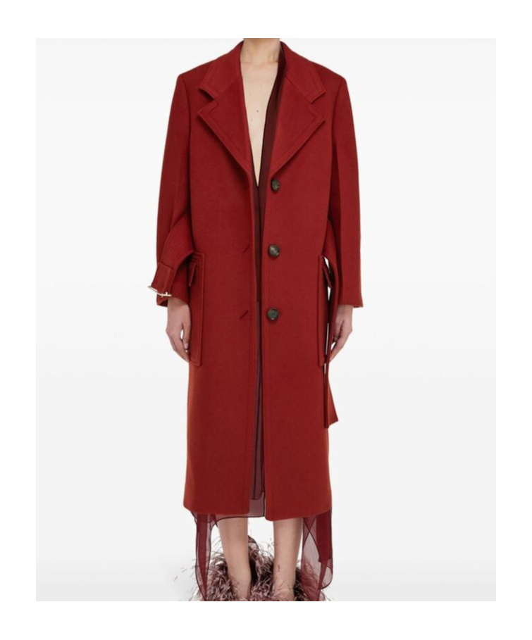 Ferragamo Belted Wool And Cashmere-blend Coat In Red