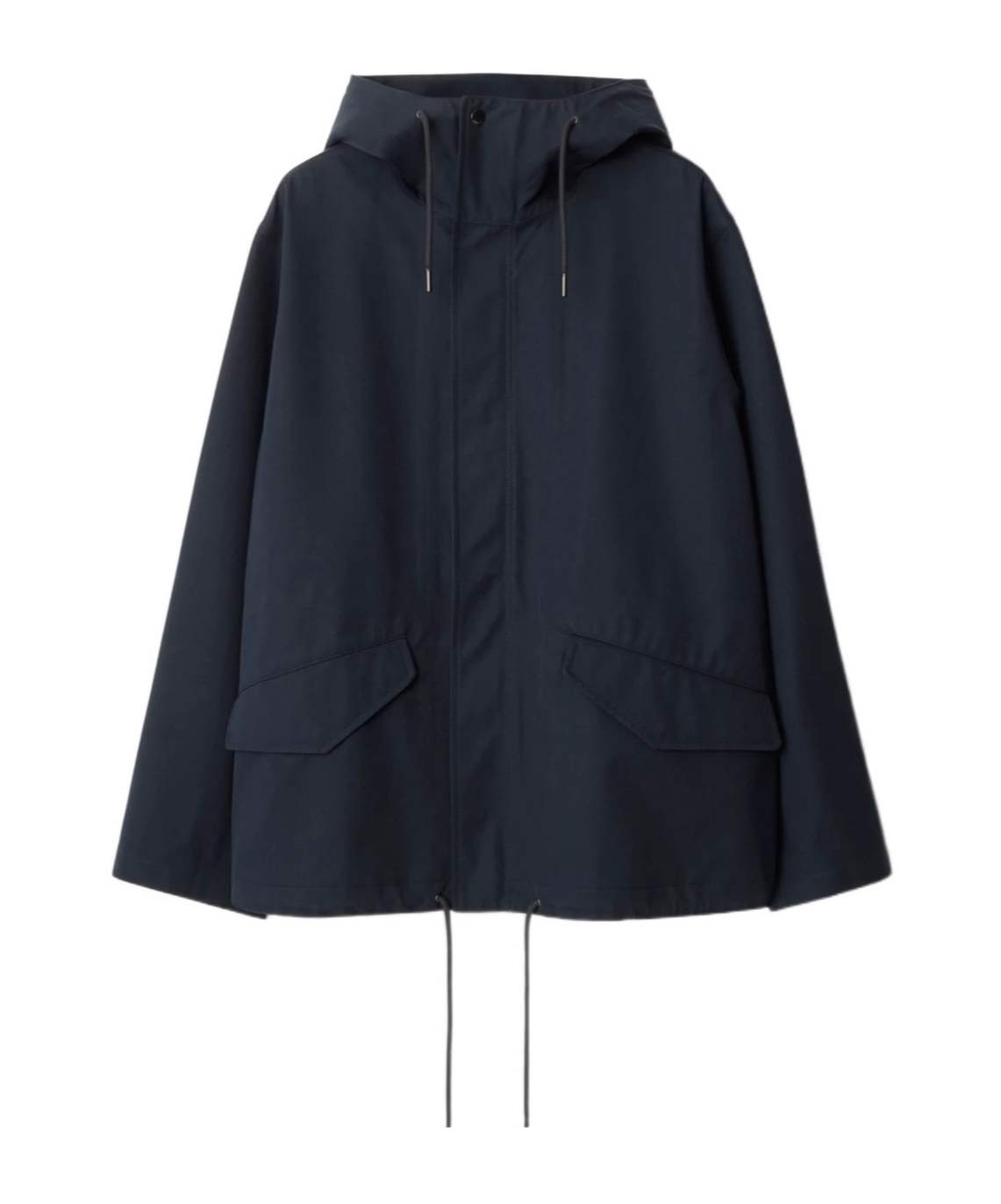 Burberry Long Sleeved Hooded Drawstring Jacket In Blue