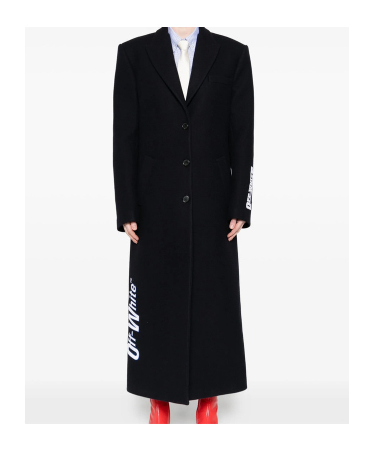 Off-white Logo-detail Coat In Black