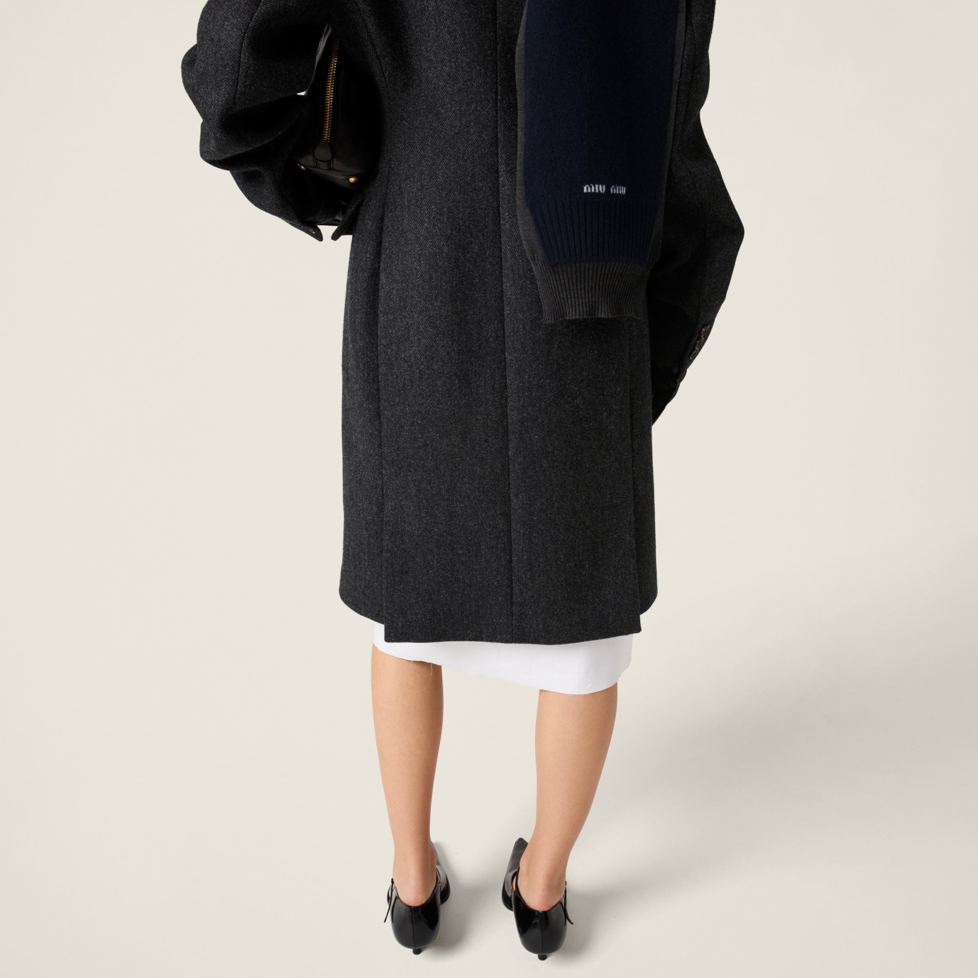 Miu Miu Single-breasted Double Wool Coat In Black