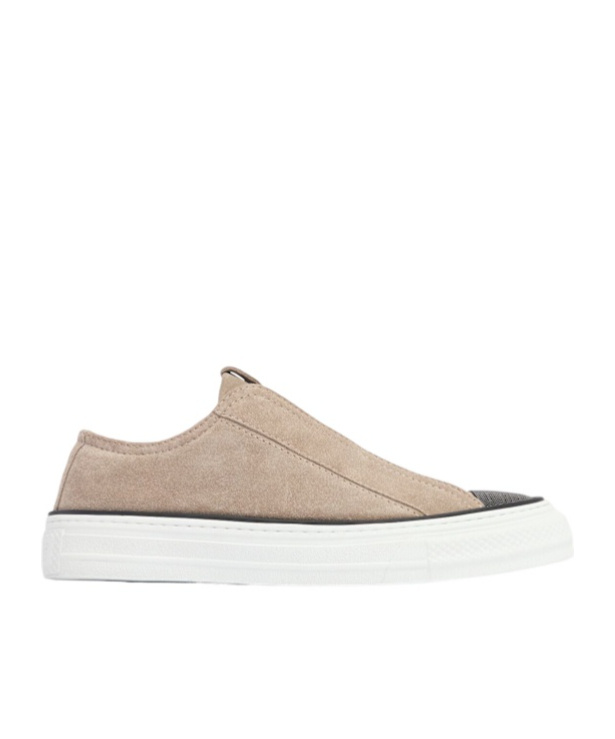 Brunello Cucinelli Dove Grey Suede Precious Toe Sneakers