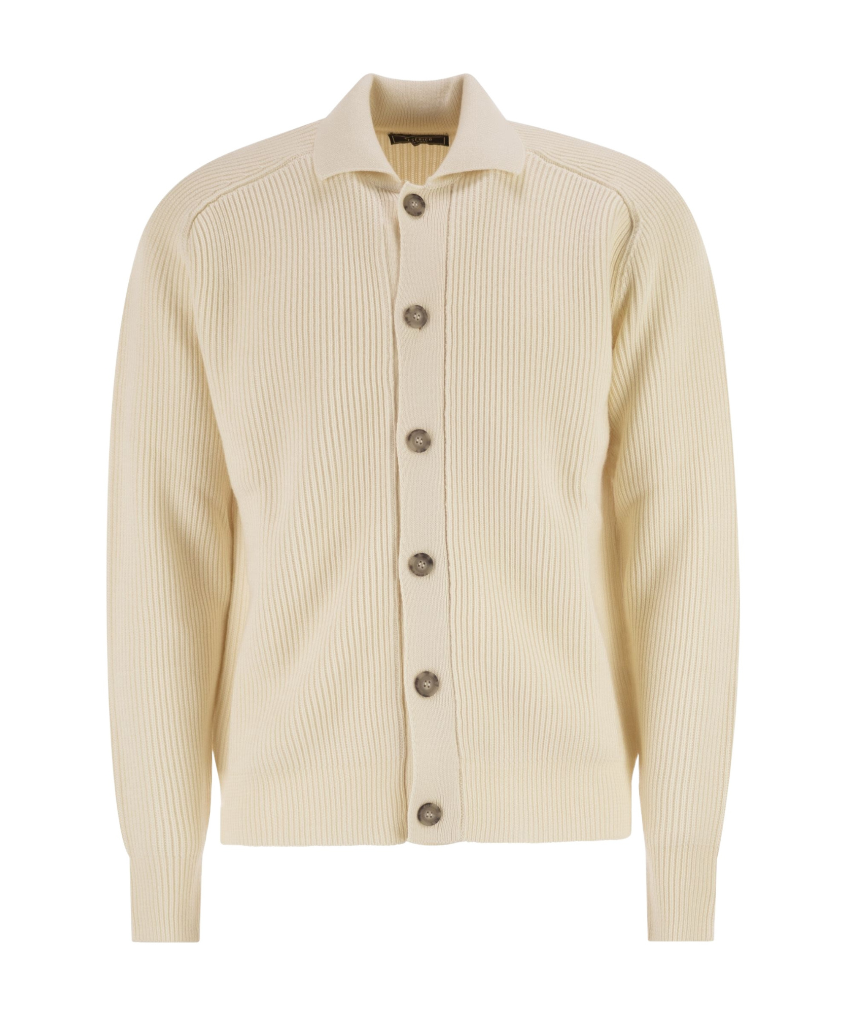 Peserico English Ribbed Wool Cardigan In Neutral