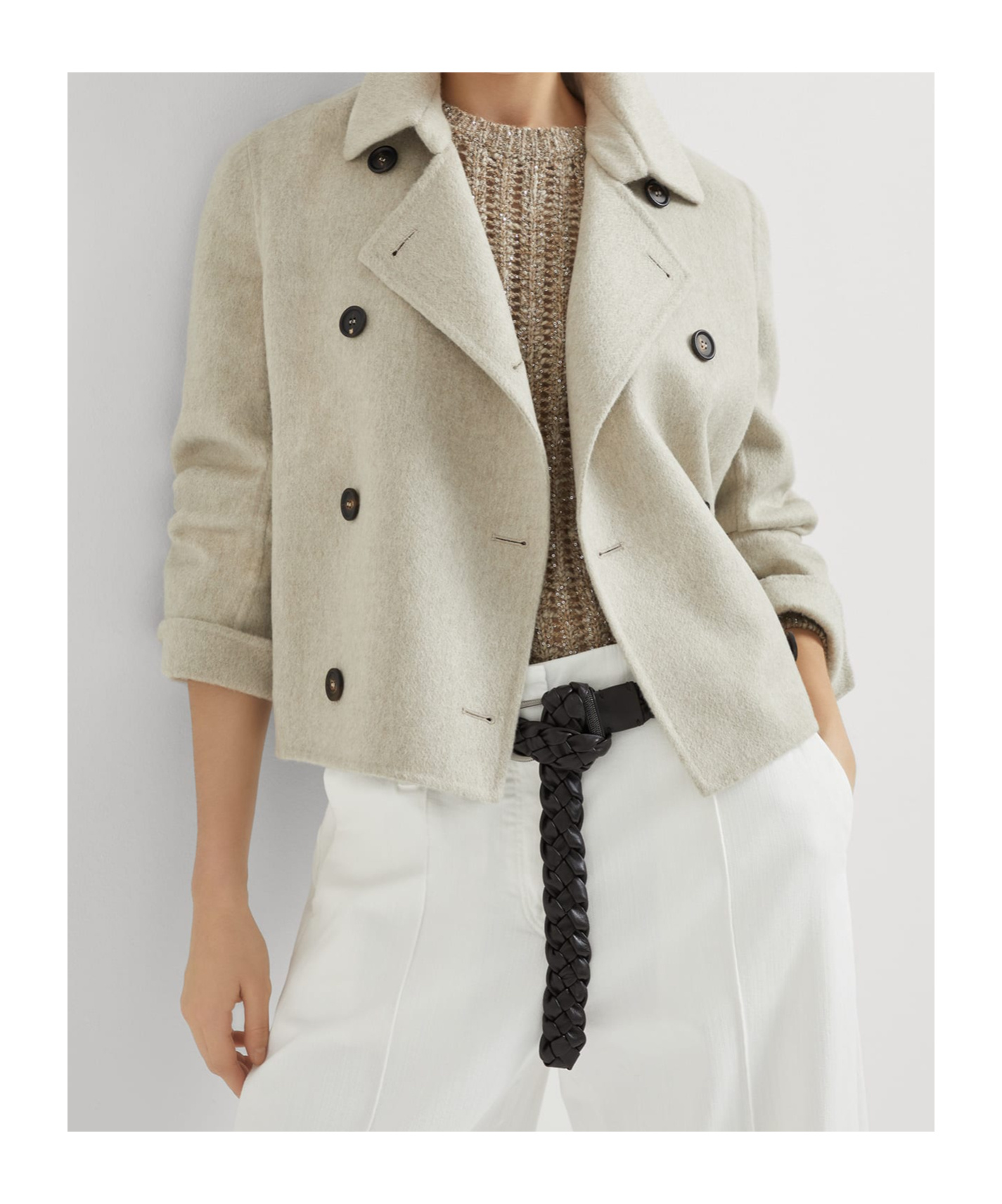 Brunello Cucinelli Hand-finished Caban Jacket In Gray