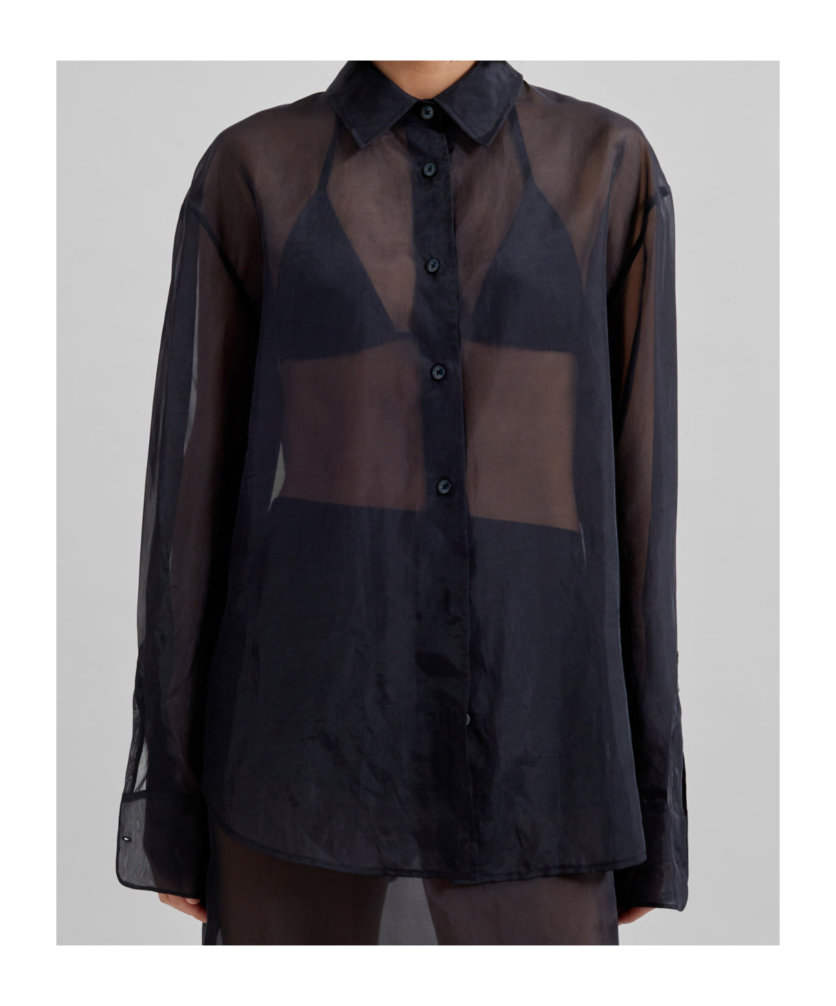 Shop The Frankie Shop Peri Sheer Shirt - Black