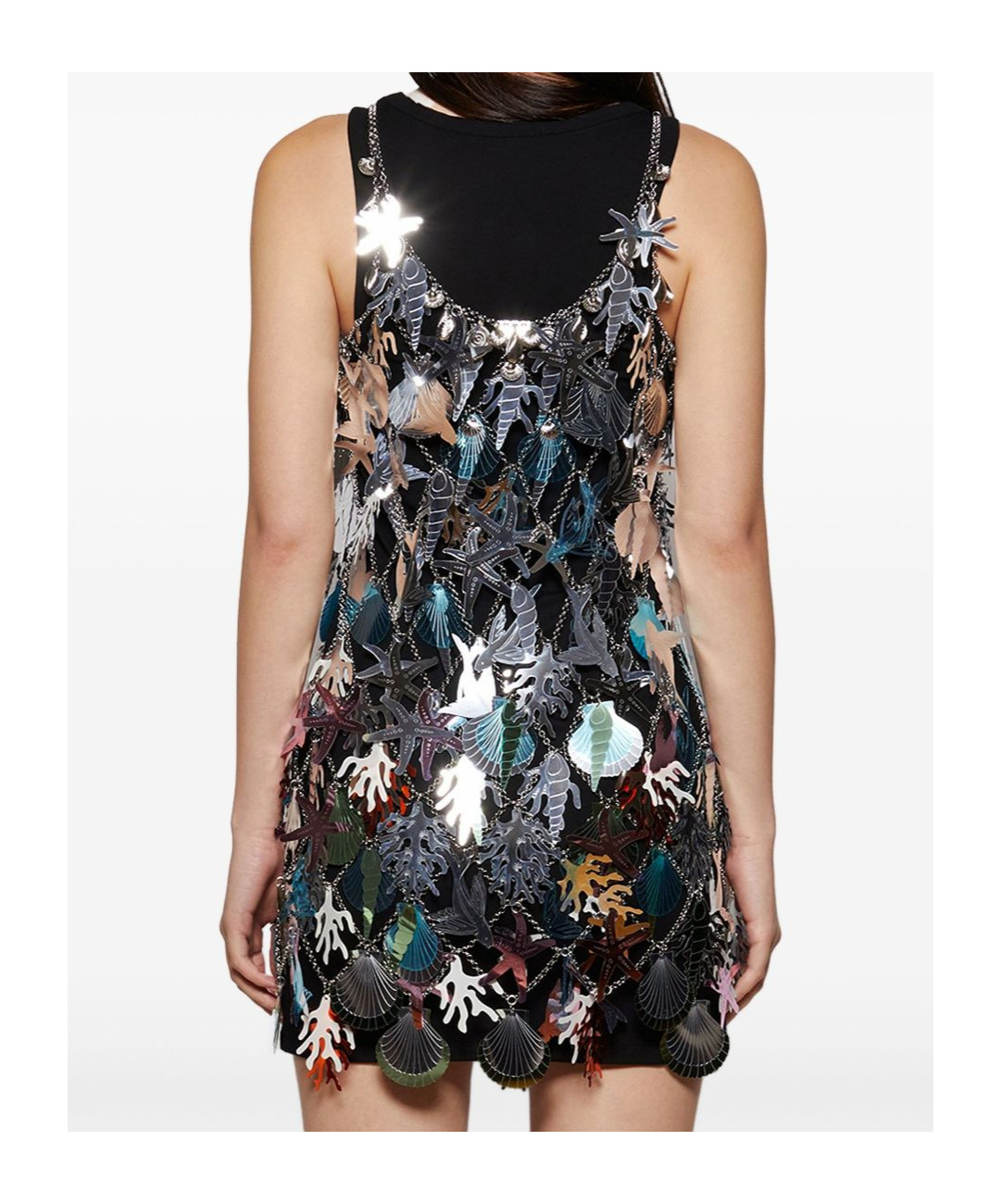 Rabanne Robe Shell-coral Chain-effect Mini Dress In Multi