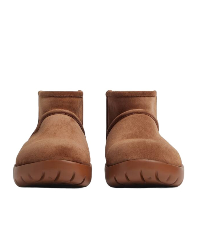 Bottega Veneta Snap Genuine Shearling Bootie In Brown