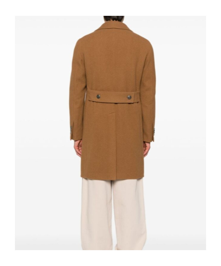 Shop Tagliatore Double-breasted Long-sleeved Coat In Brown