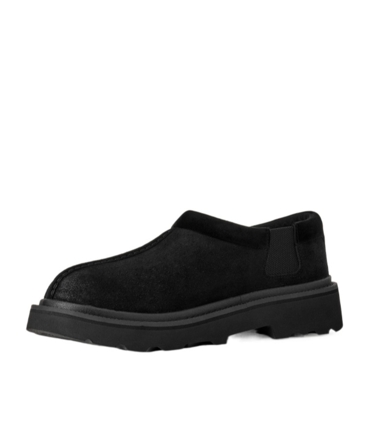 Ugg Mens Tasman Lug Suede And Shearling Slippers Blac In Black