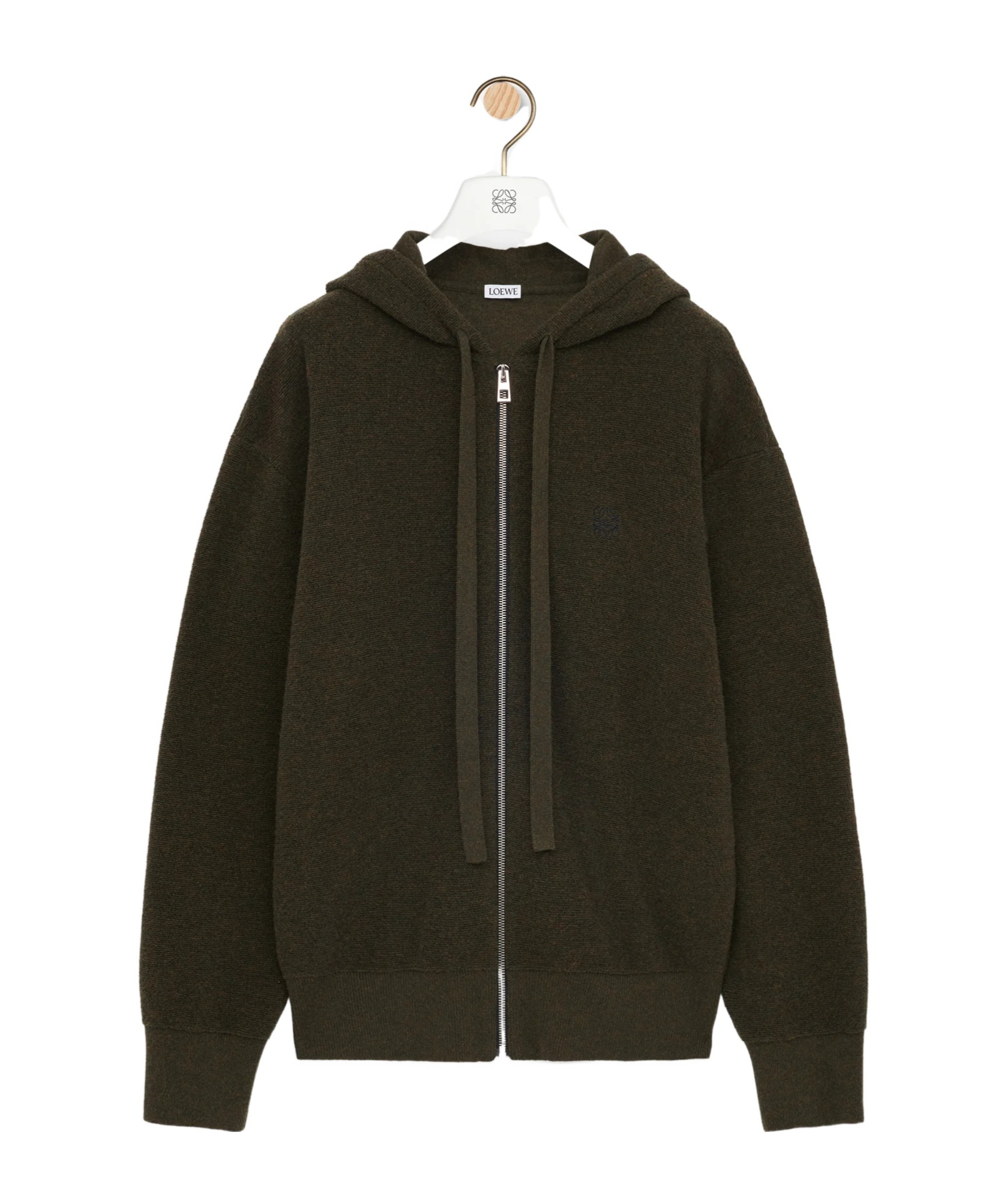 Loewe Wool-blend Terry Anagram Hoodie In Green