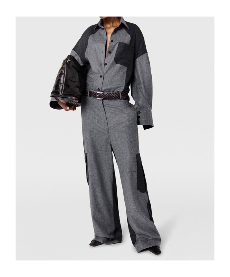 Stella Mccartney Oversized Shirt With Patches In Gray