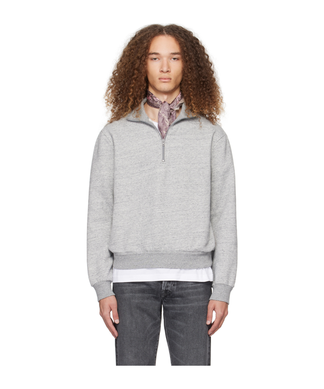 Acne Studios Semi-zipper Long-sleeved Sweater In Gray