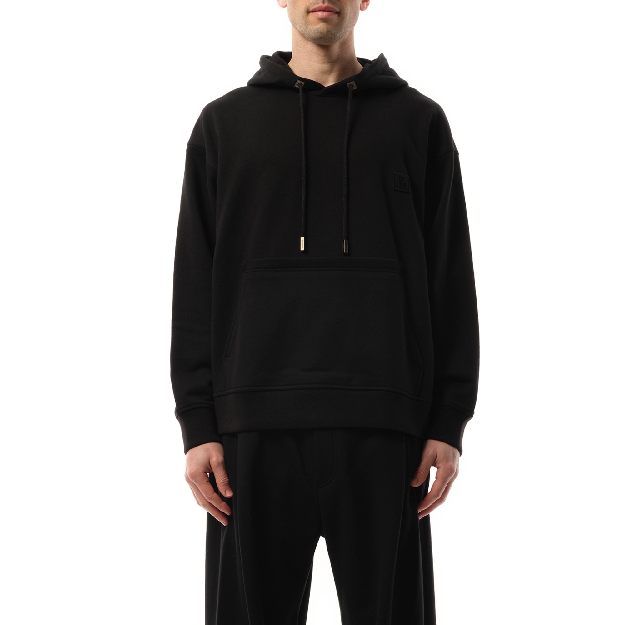 Wooyoungmi Classic Black Hoodie With Signature Logo Accents In Black