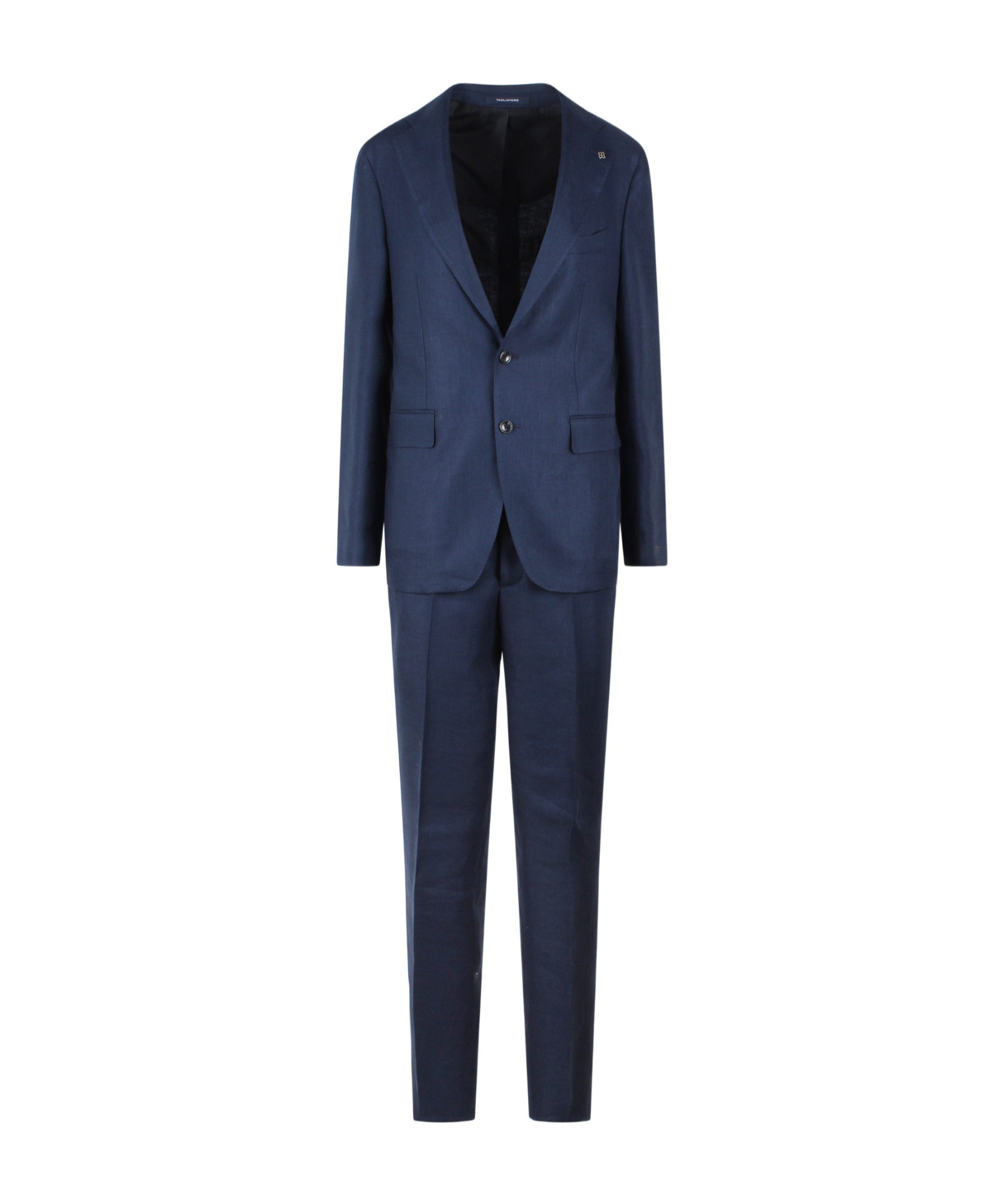 Tagliatore Blue Single-breasted Suit With Notched Revers And Brooch Detail On The Front In Wool Man In Blue