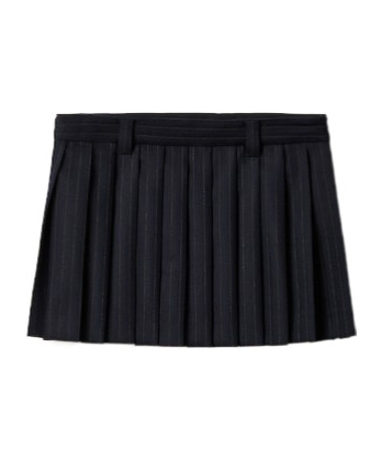 Miu Miu Pleated Pinstripe Wool Mini Skirt In Black