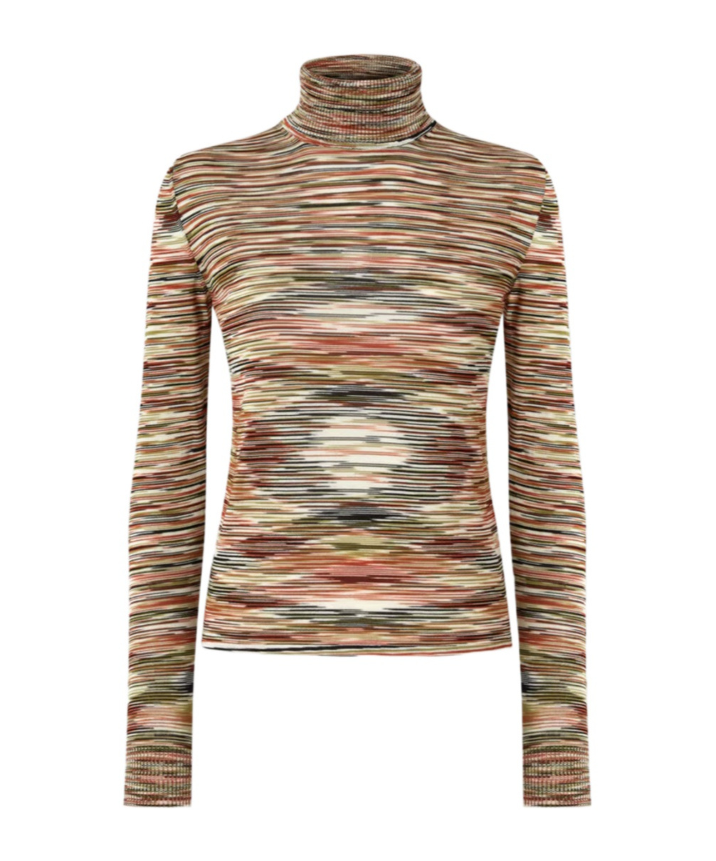 Missoni High-neck Sweater In Flame Smooth Knit In Multi