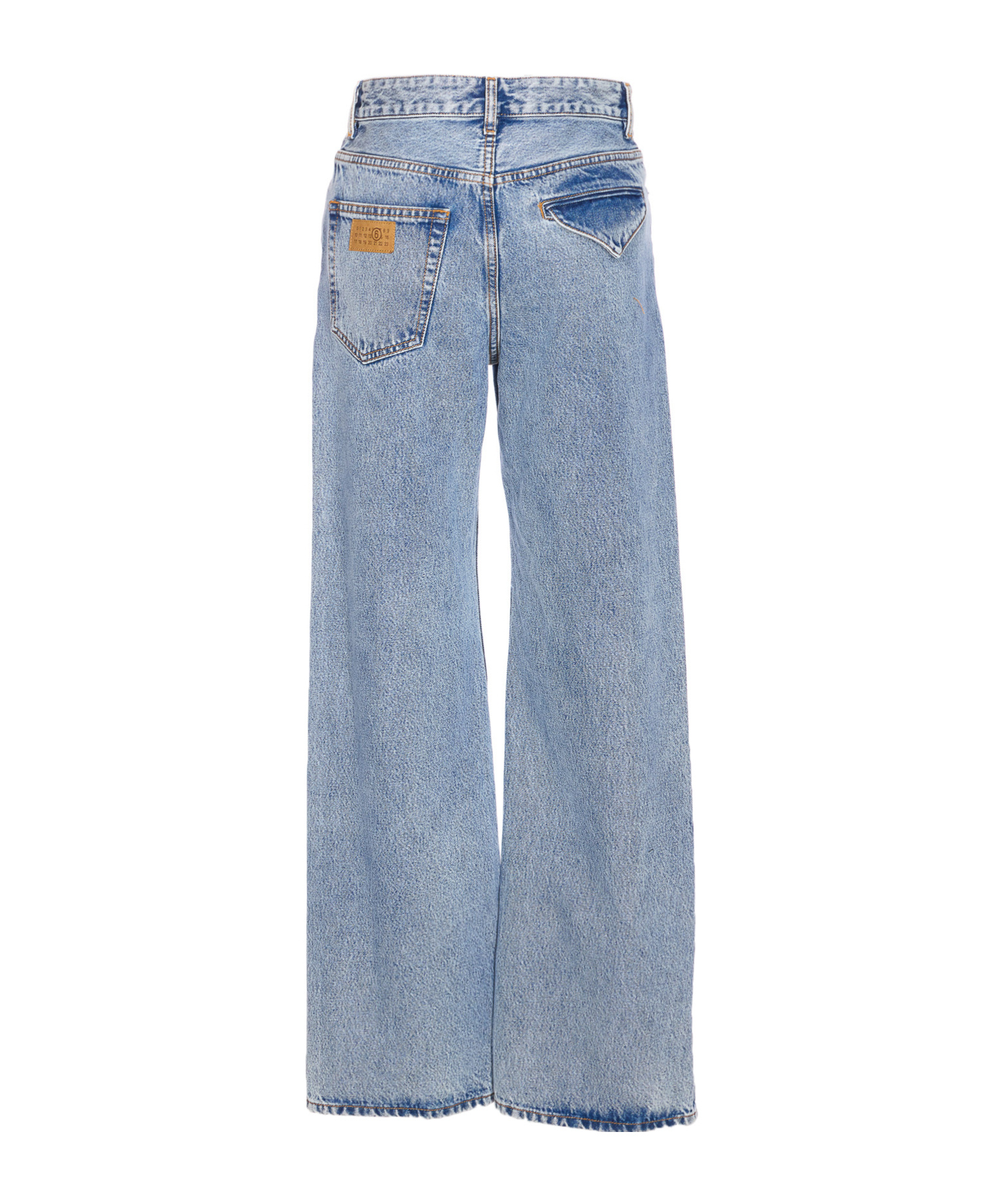 Mm6 Maison Margiela Regular Fit Denim Trousers With Contrast Stitching In Blue