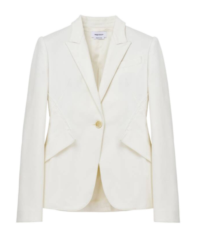 Alexander Mcqueen Women's Single-breasted Denim Jacket In Optical White