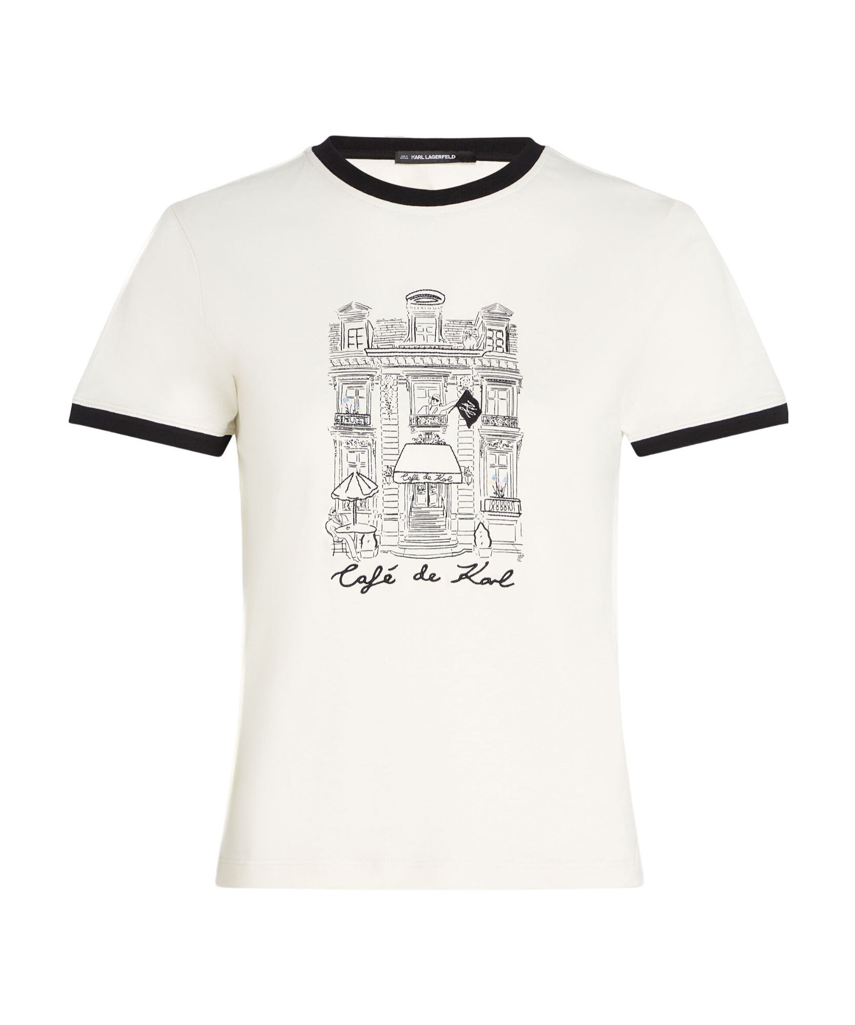 Shop Karl Lagerfeld Embroidered T-shirt In White