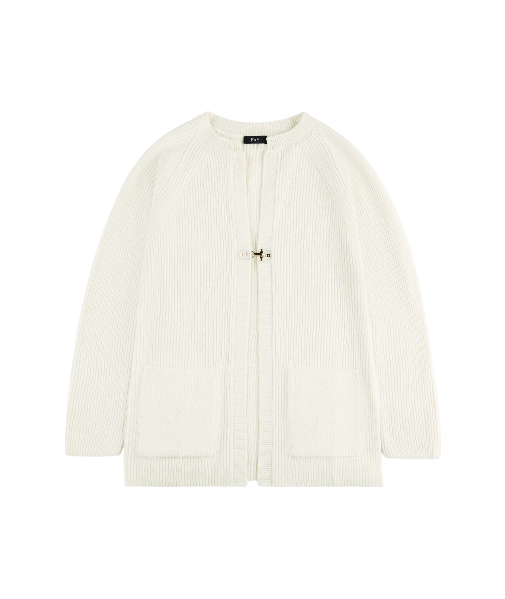 Fay Long-sleeved Knitted Cardigan In White