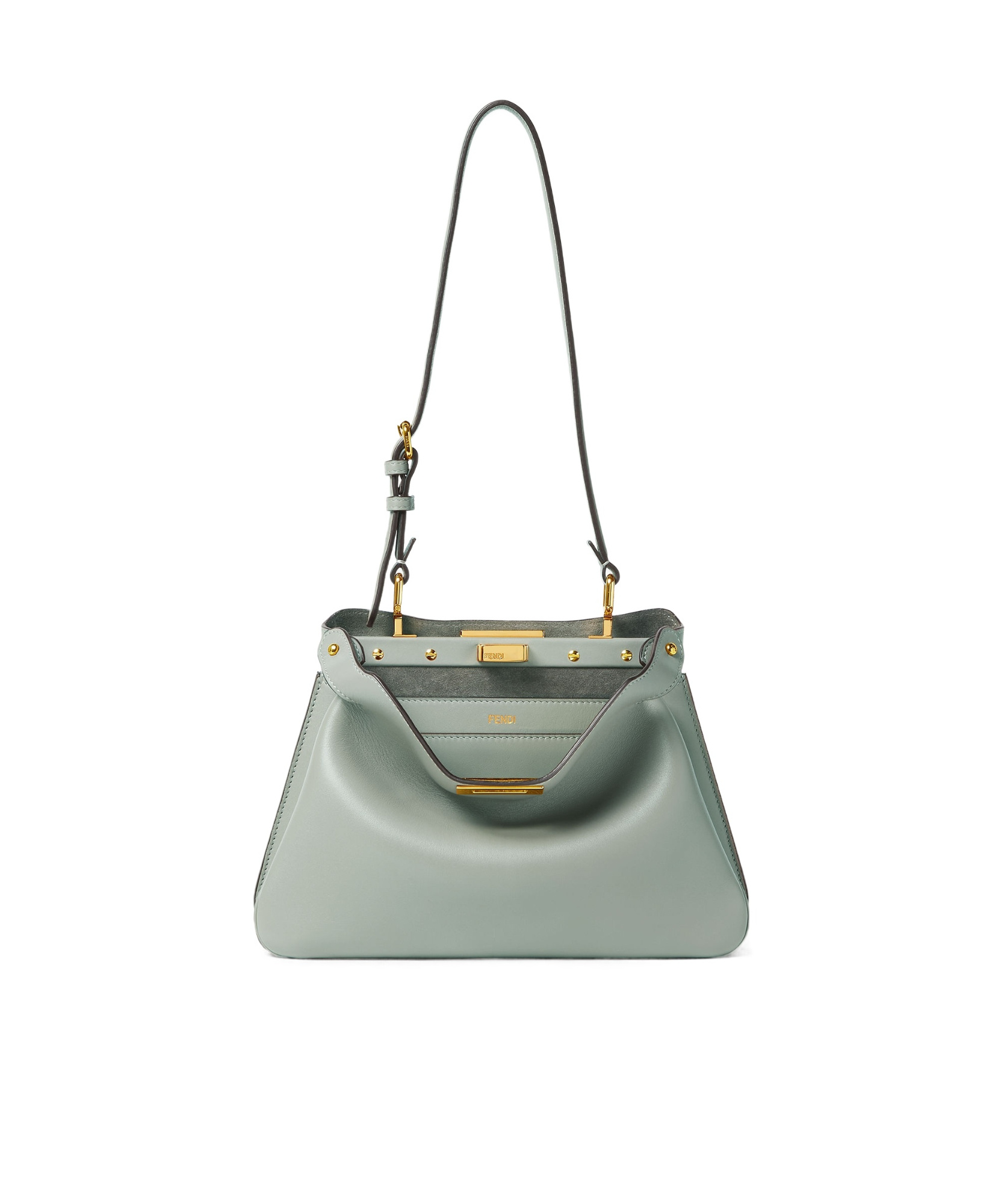 Fendi Green Peekaboo Shoulder Bag In Gray