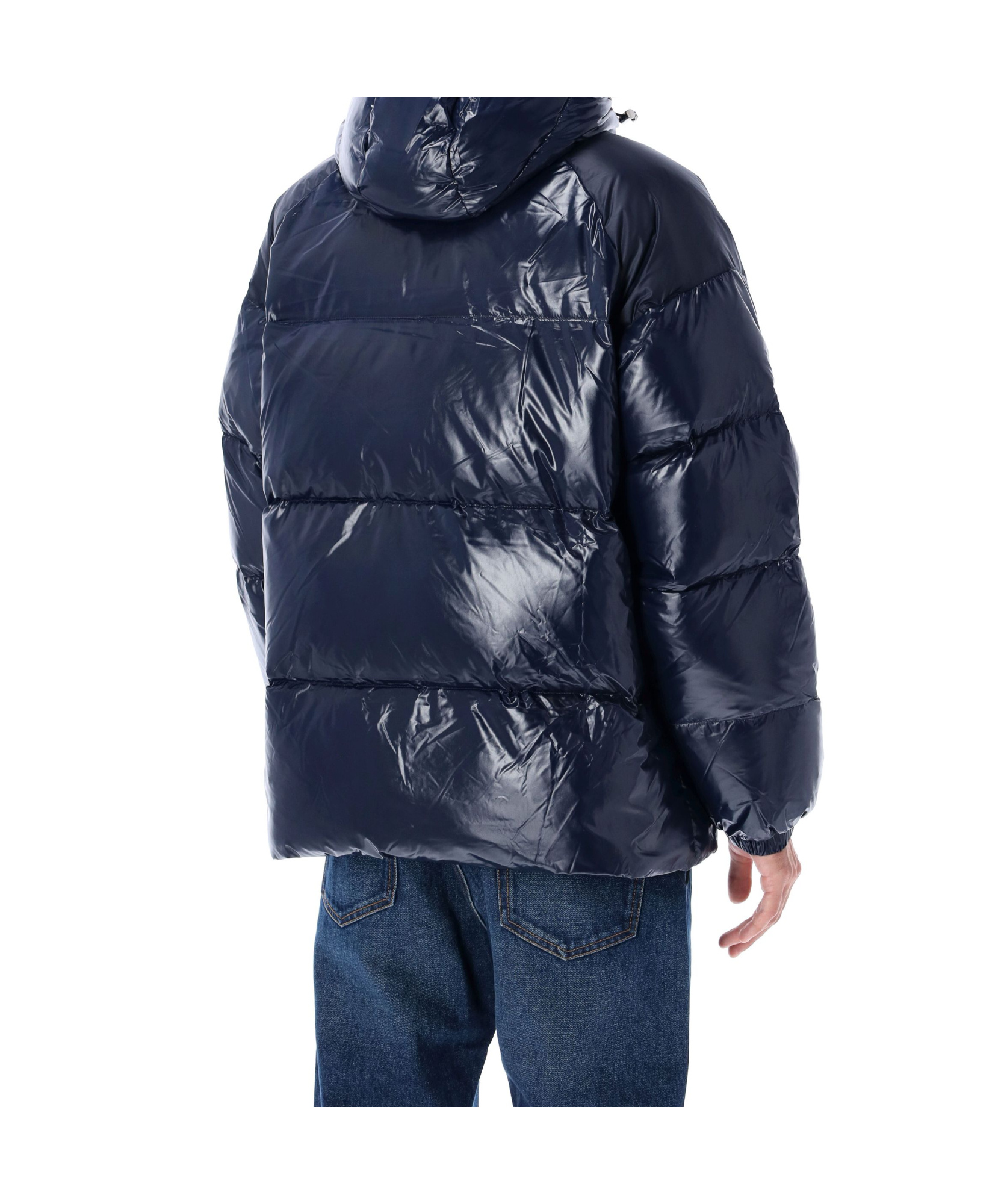 Pyrenex Blue Nylon Sten Shiny Puffer Jacket With Hood In Blue