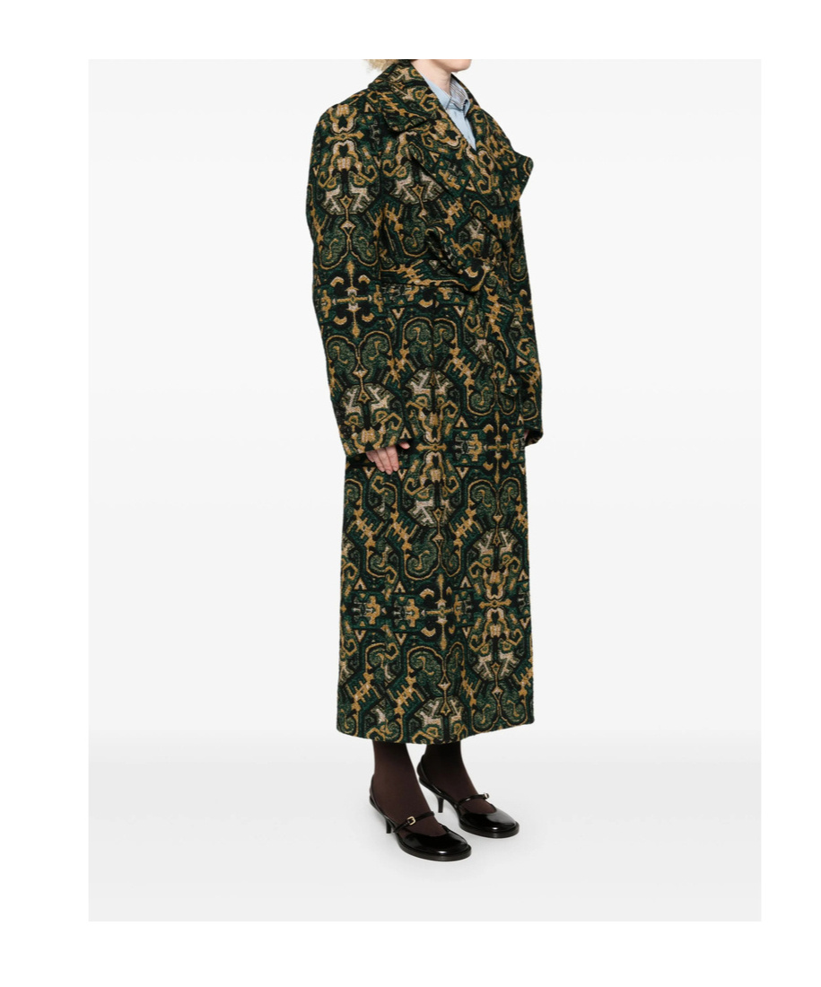 Dries Van Noten Belted Coat In Green