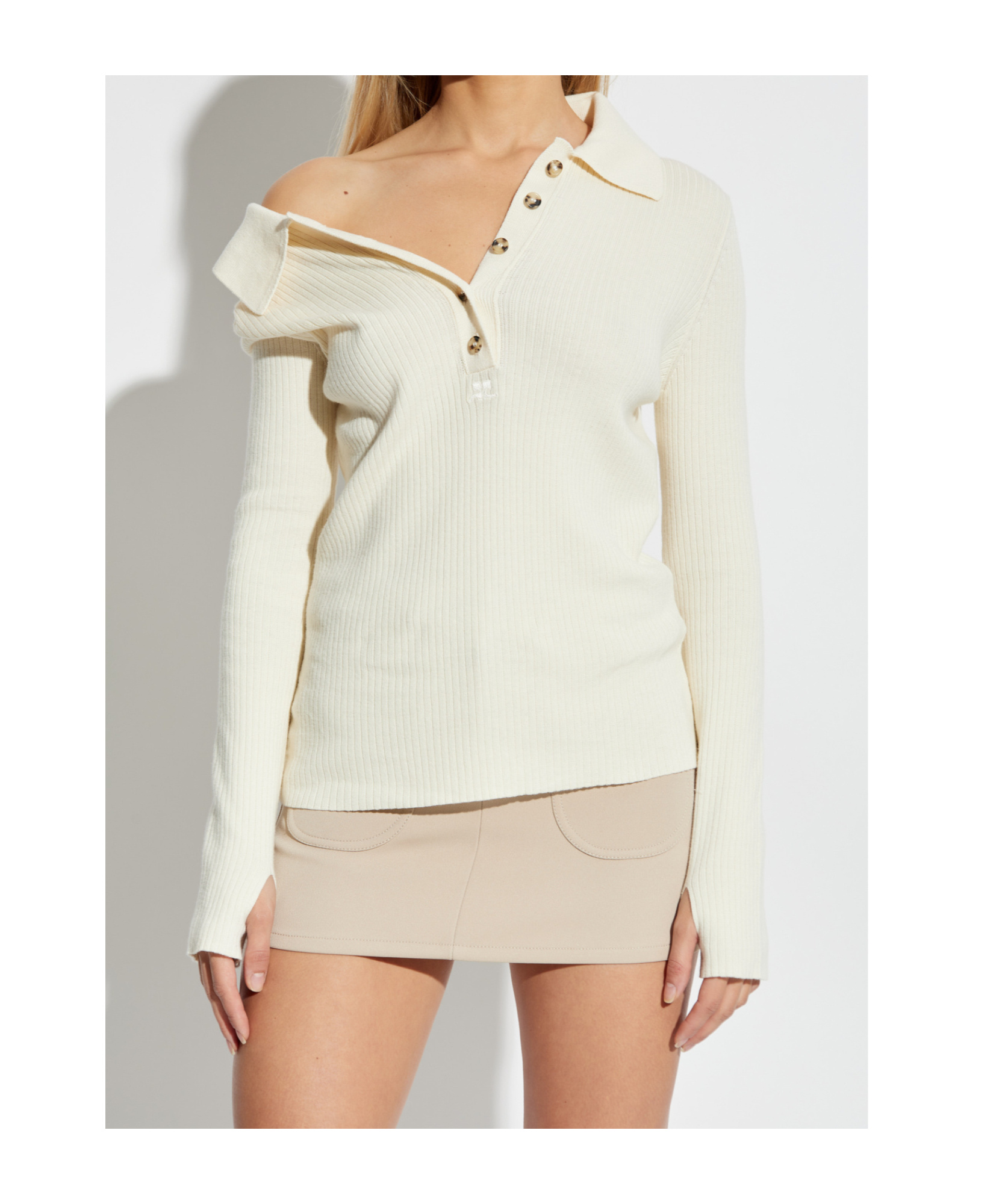 Shop Courrèges Long-sleeved Sweater In White