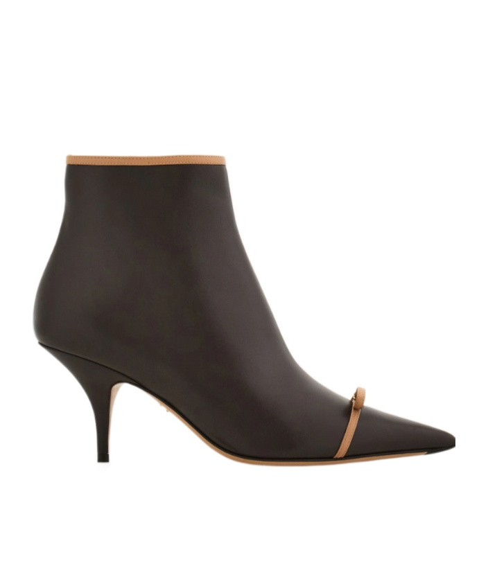 Ferragamo Pointed Ankle Boot With Mini Bow Detail In Brown