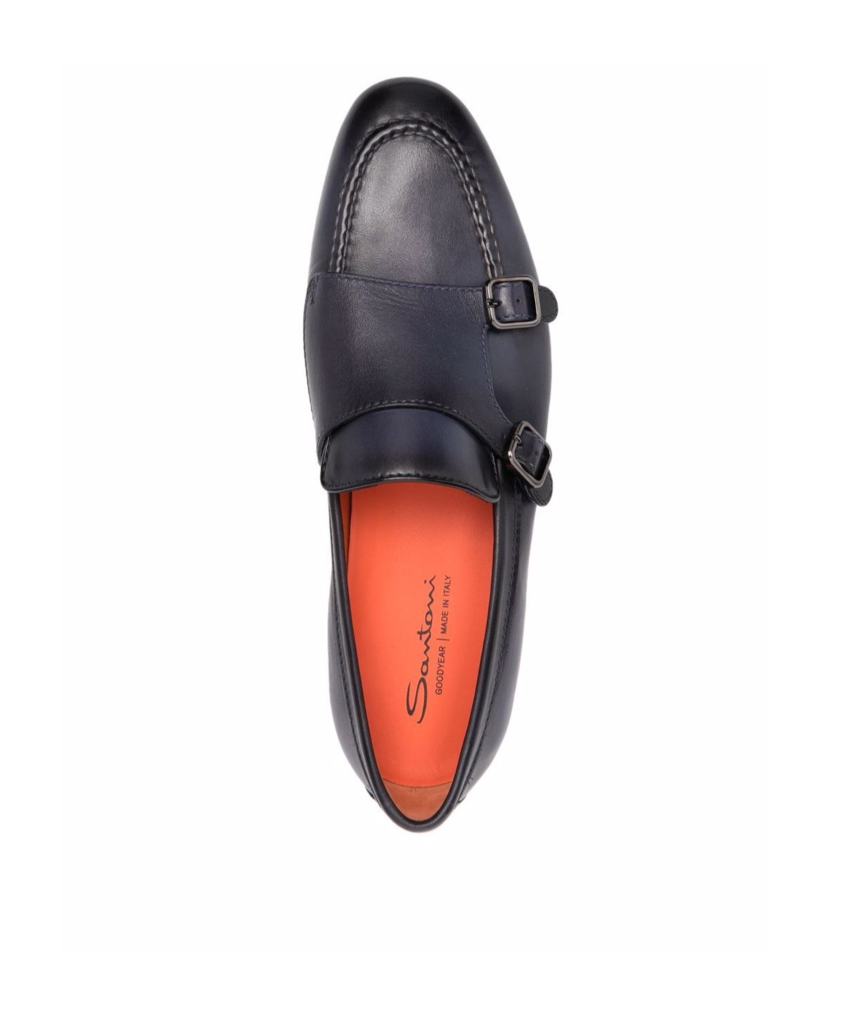 SANTONI DOUBLE-BUTTON LEATHER SHOES