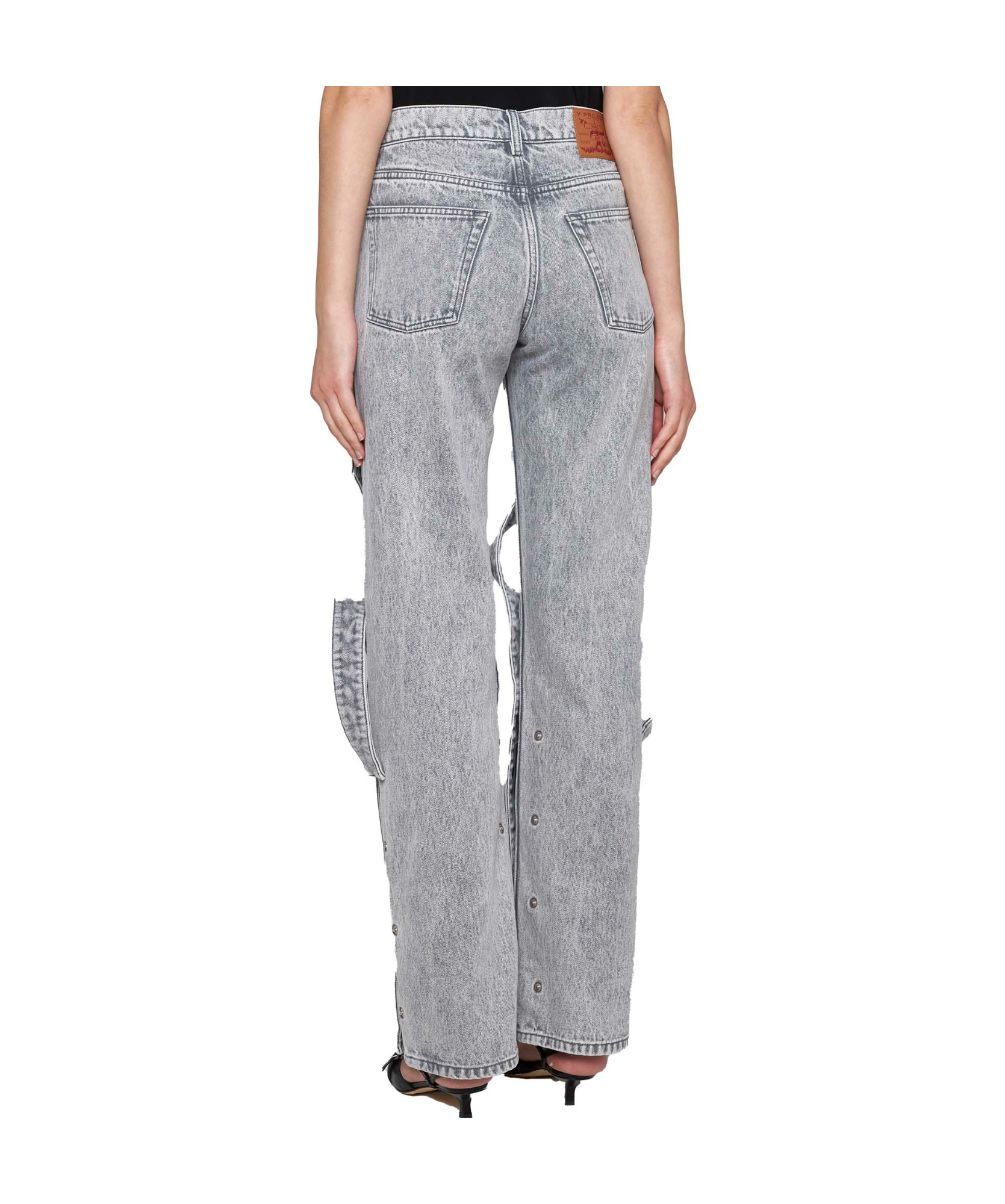 Y/PROJECT Y/PROJECT LOGO PATCH STRAIGHT LEG JEANS