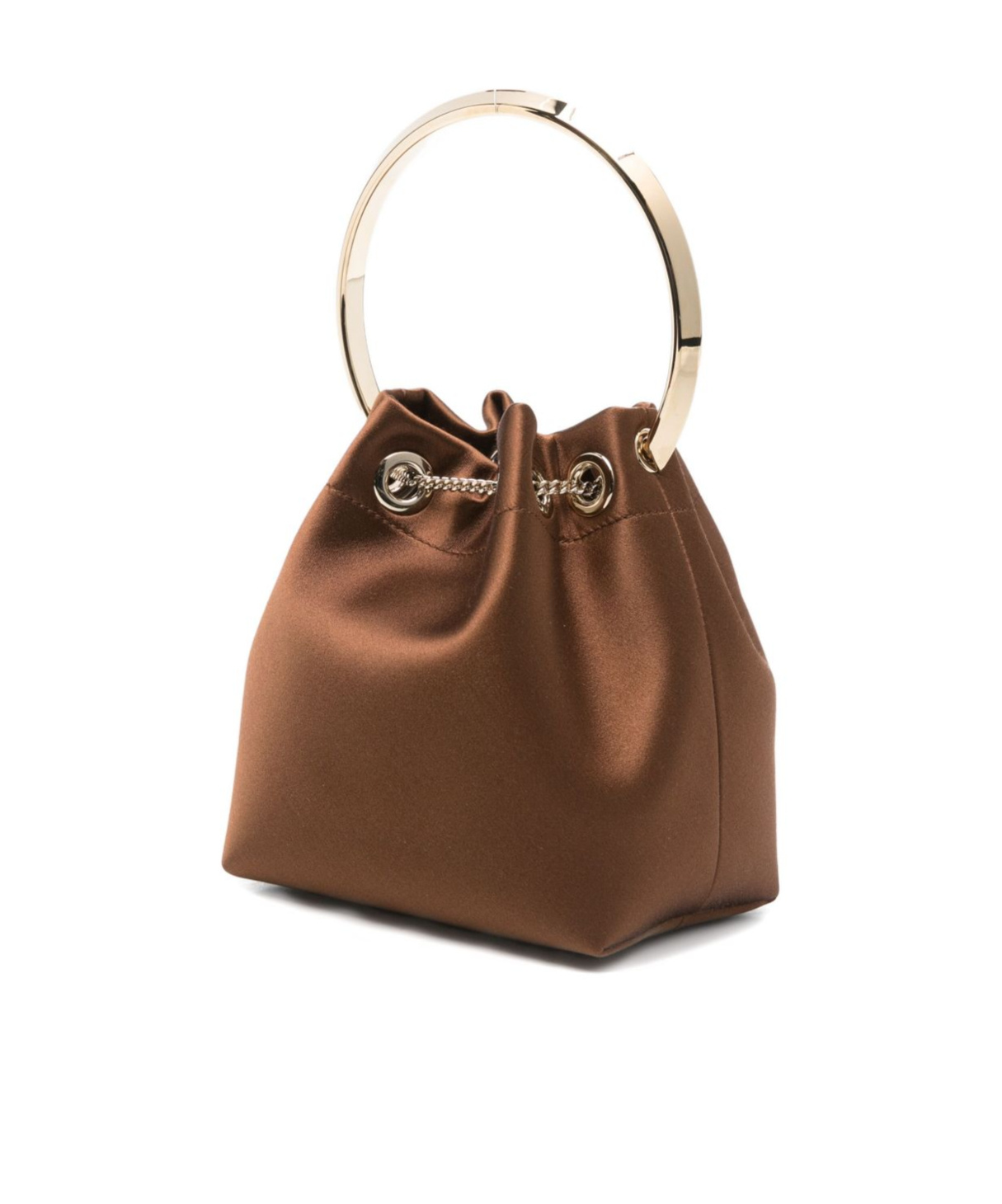 Jimmy Choo Chain Strap Bucket Bag Tassel Detail In Brown