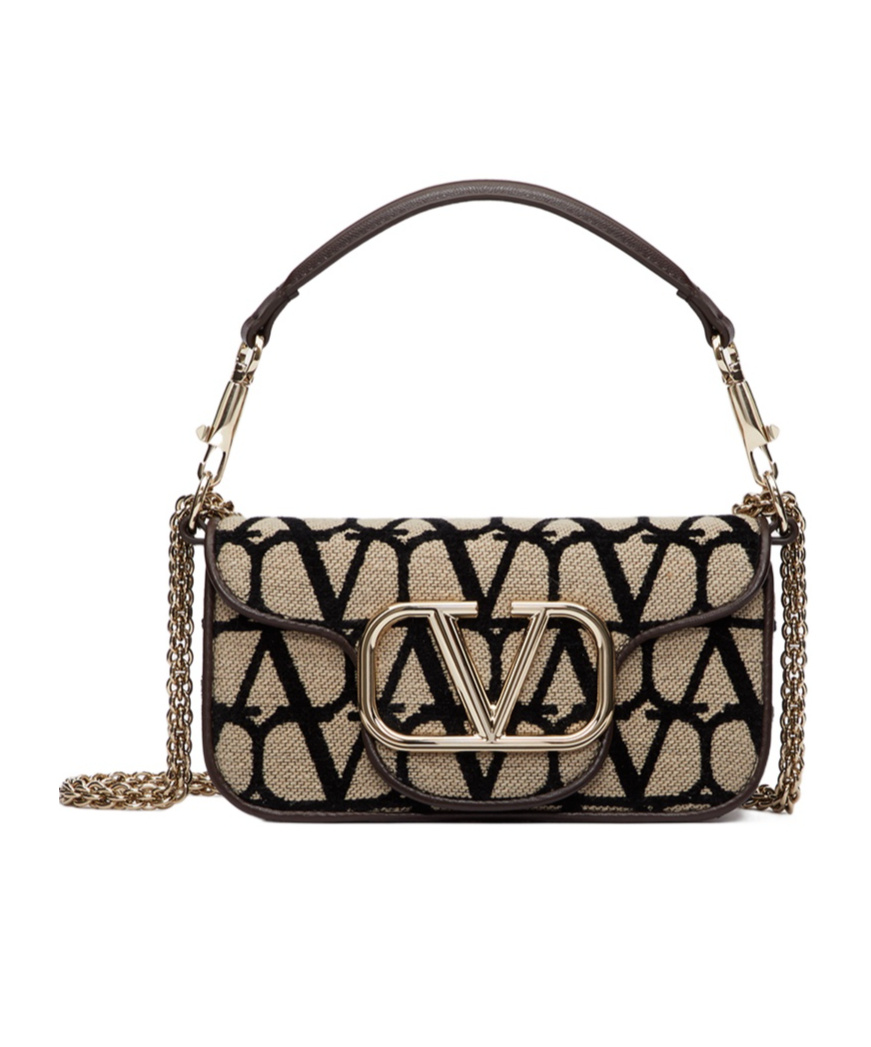 Valentino Small Lòco Toile Iconographe Shoulder Bag In Black